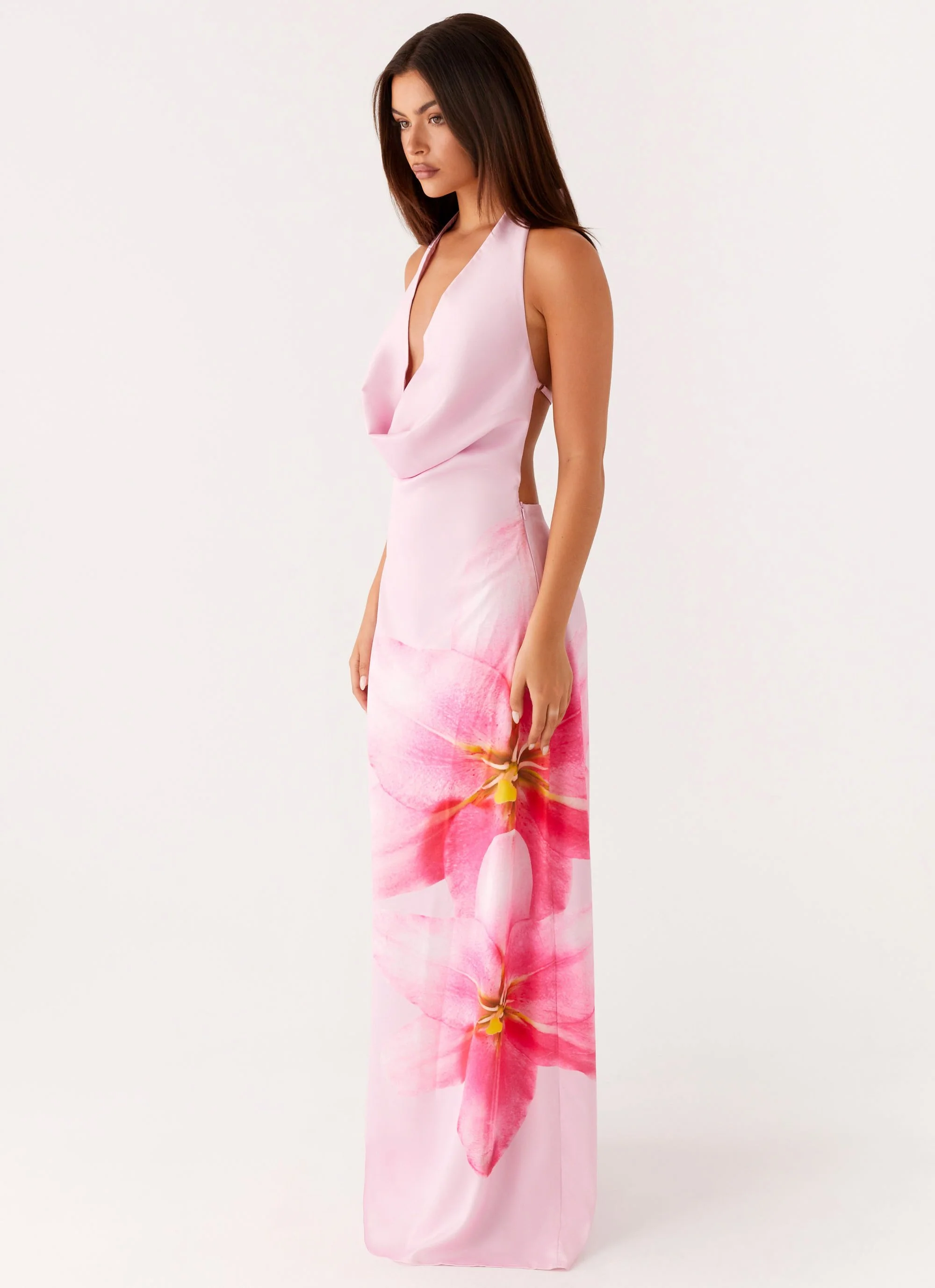 Bryony Cowl Maxi Dress - Pink - Image 4