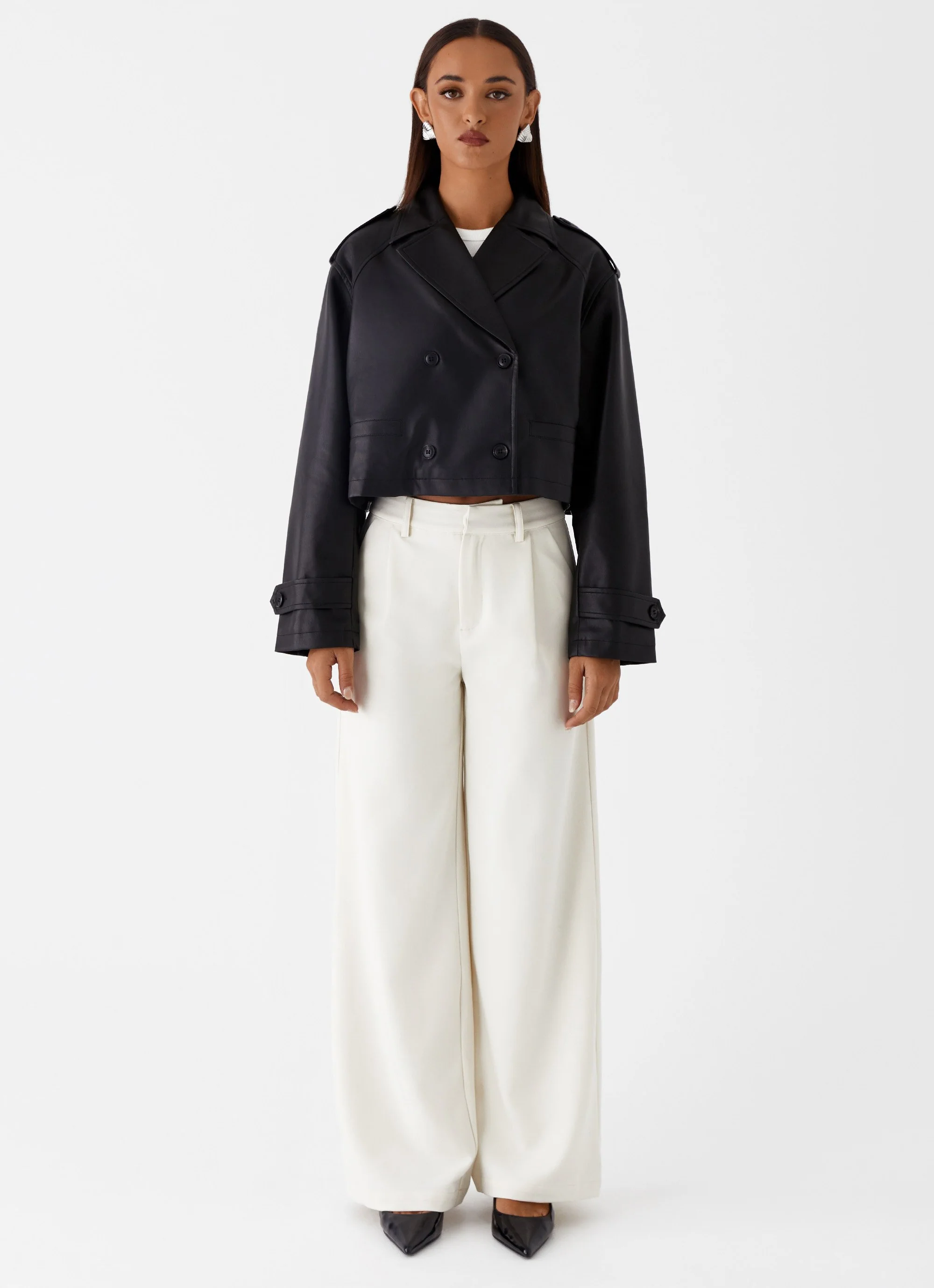 Bryson Cropped Jacket - Black - Image 2