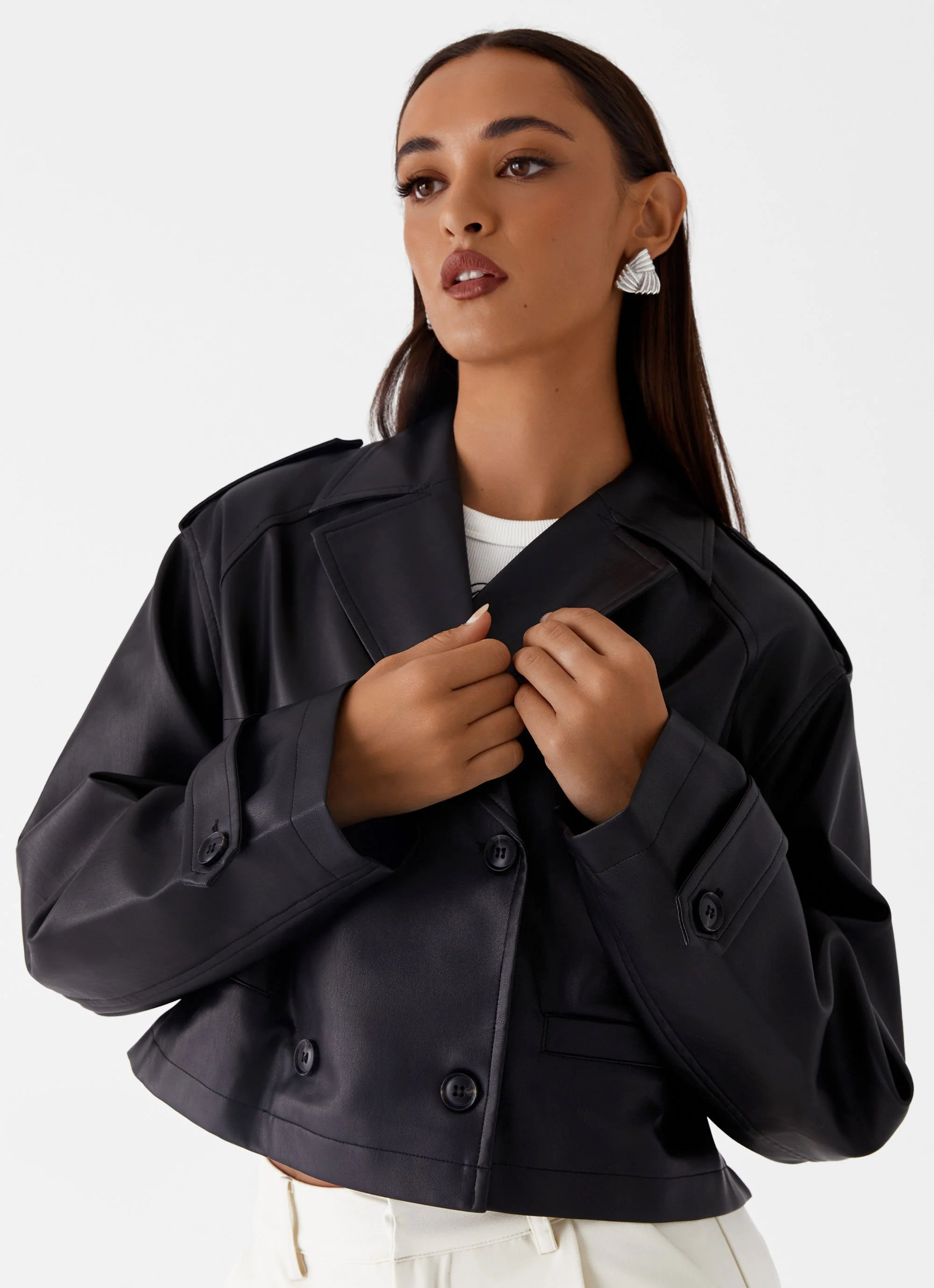 Bryson Cropped Jacket - Black - Image 5