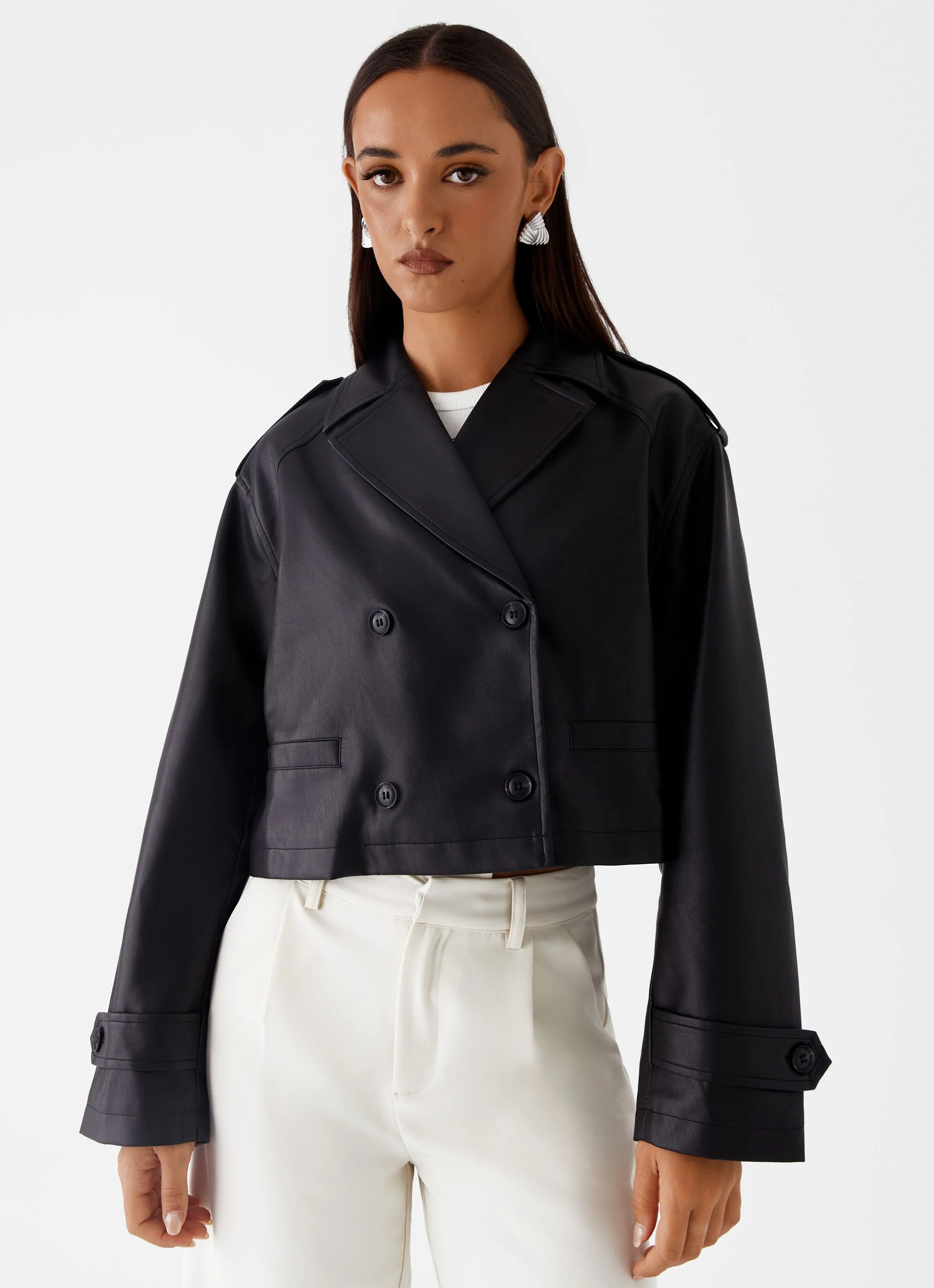 Bryson Cropped Jacket - Black - Image 6