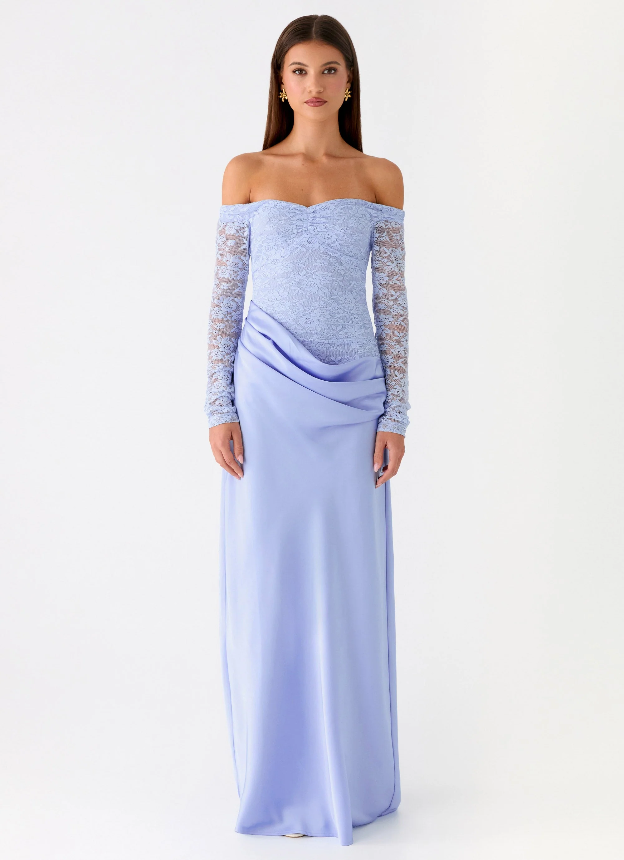 Burke Off Shoulder Maxi Dress - Blue - Image 4