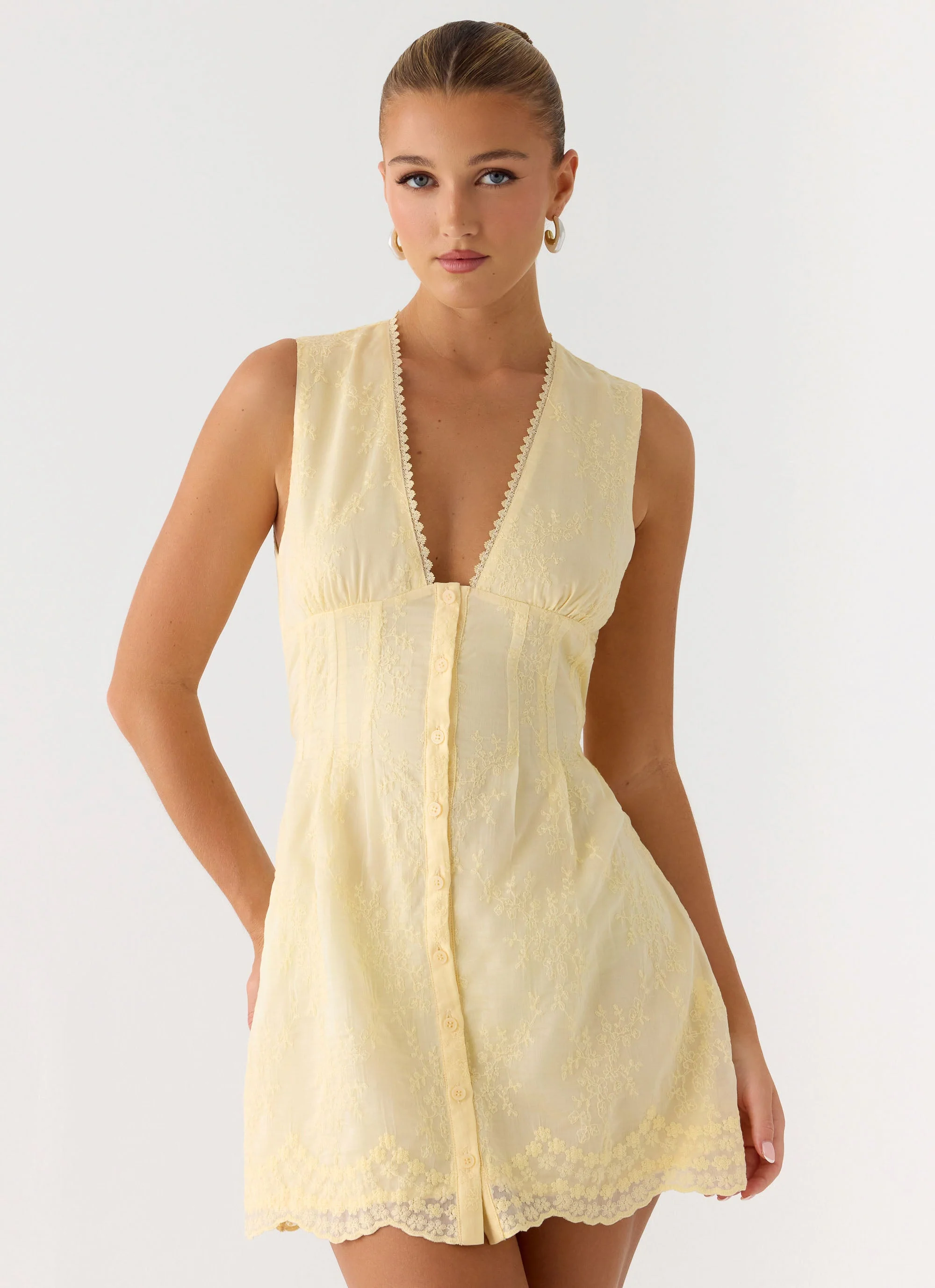Burning Bright Mini Dress - Butter Yellow - Image 6