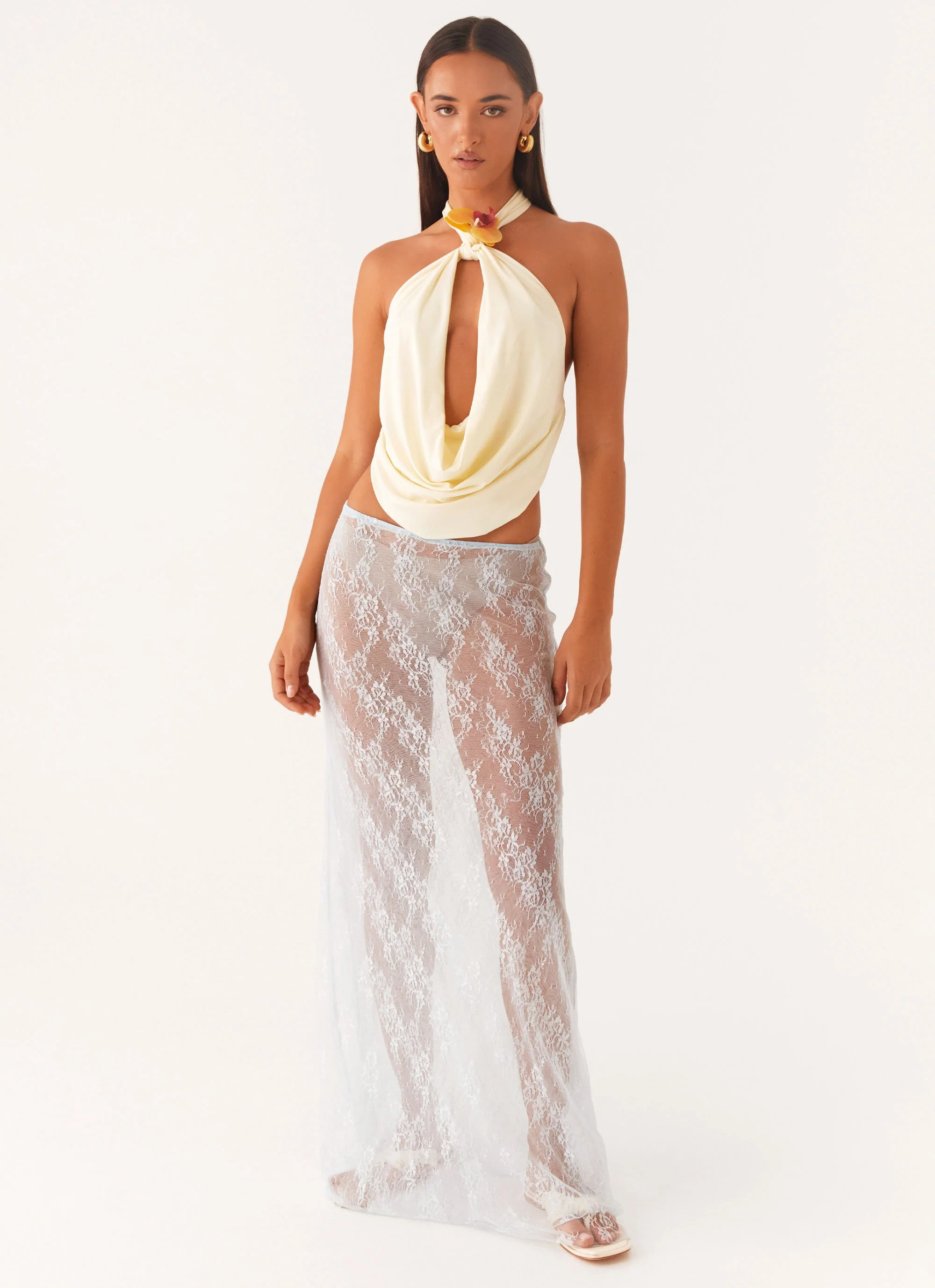 Caden Lace Maxi Skirt - Blue - Image 6