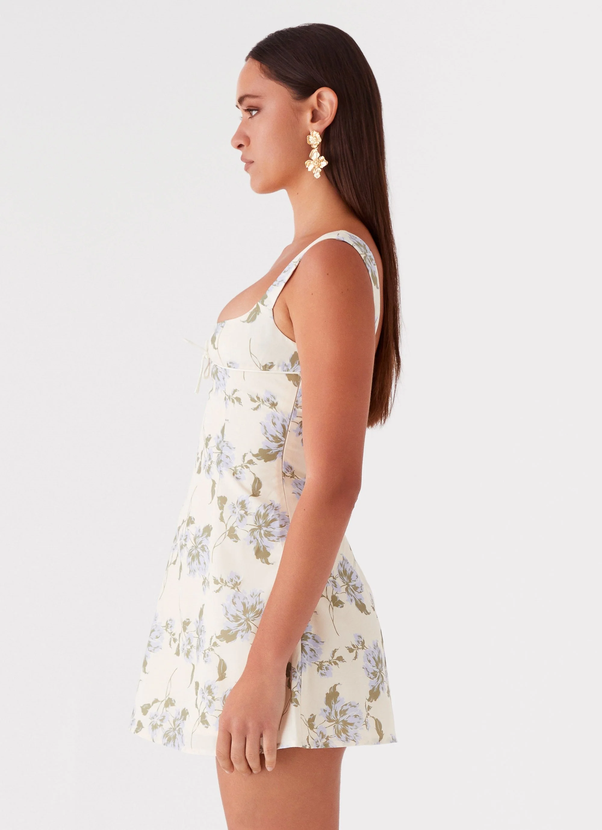 Cadence Mini Dress - Yellow Purple Floral - Image 4