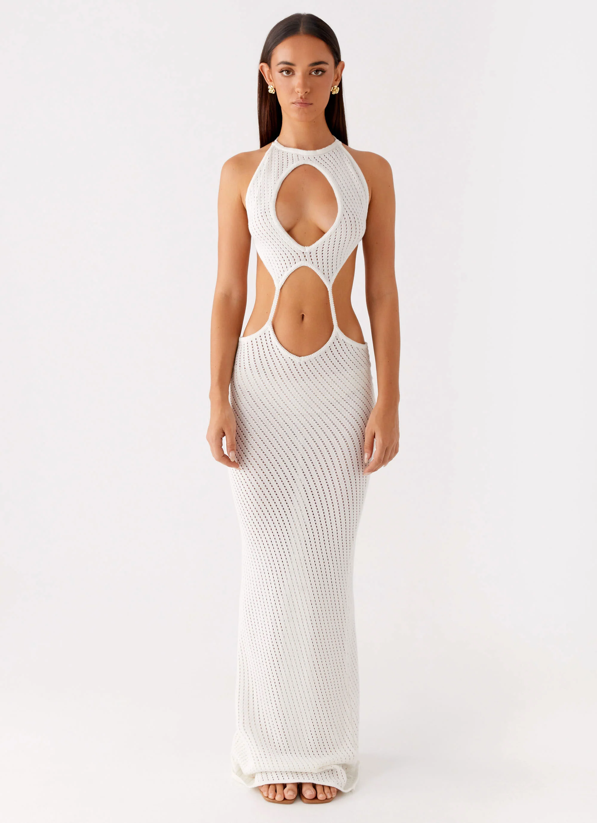 Caicos Crochet Maxi Dress - White - Image 2