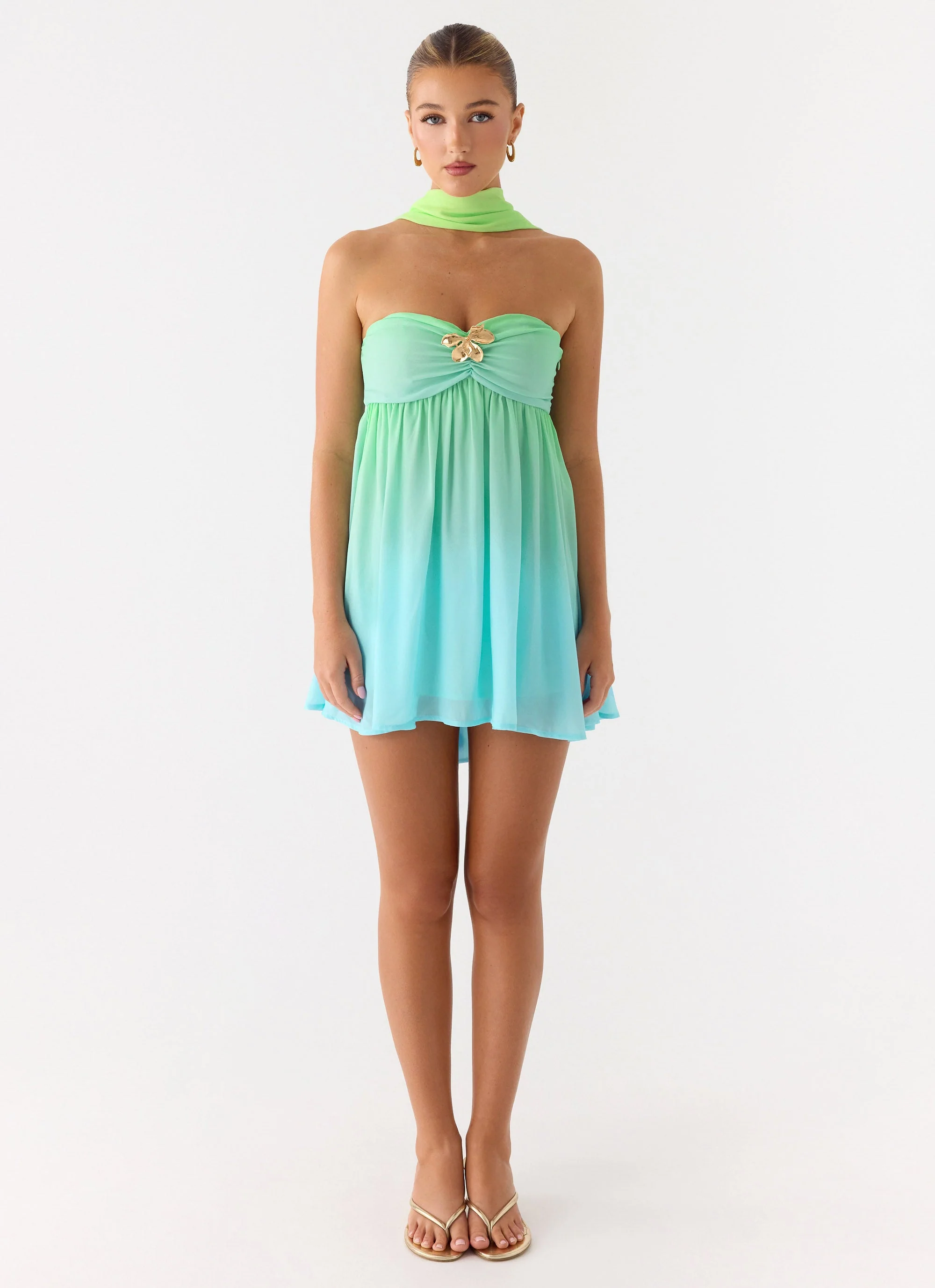 Calantha Scarf Mini Dress - Sea Ombre - Image 4