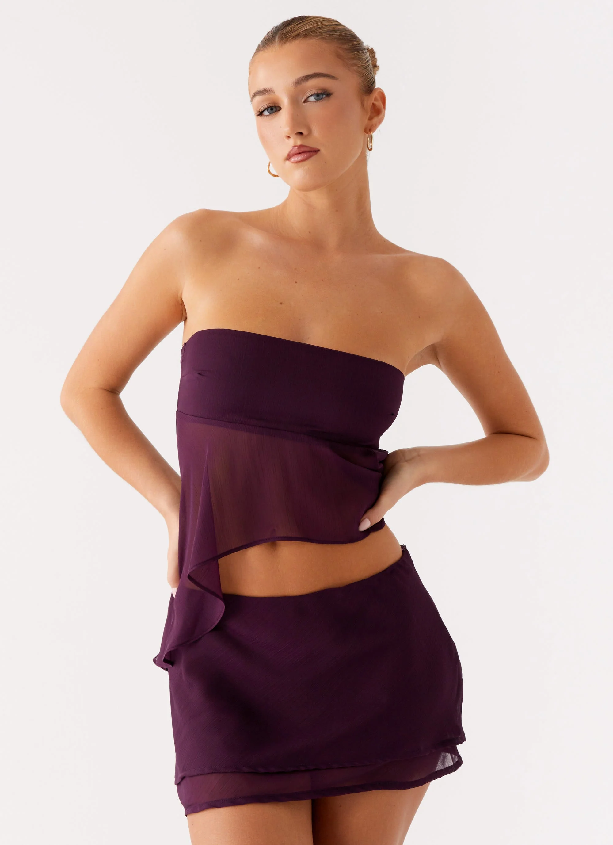 Caleb Mini Skirt - Plum - Image 2