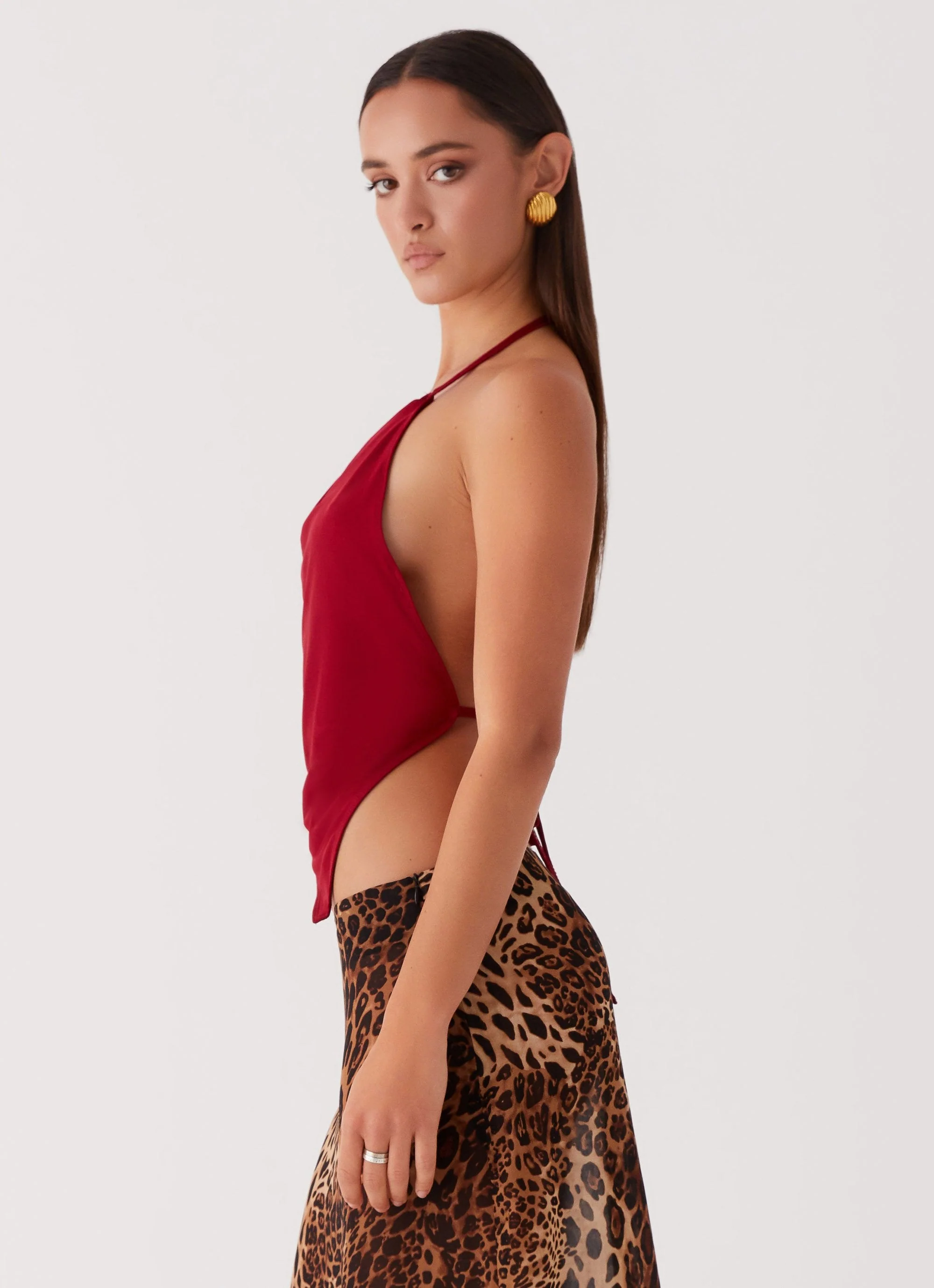 Caley Lee Asymmetric Top - Red - Image 3
