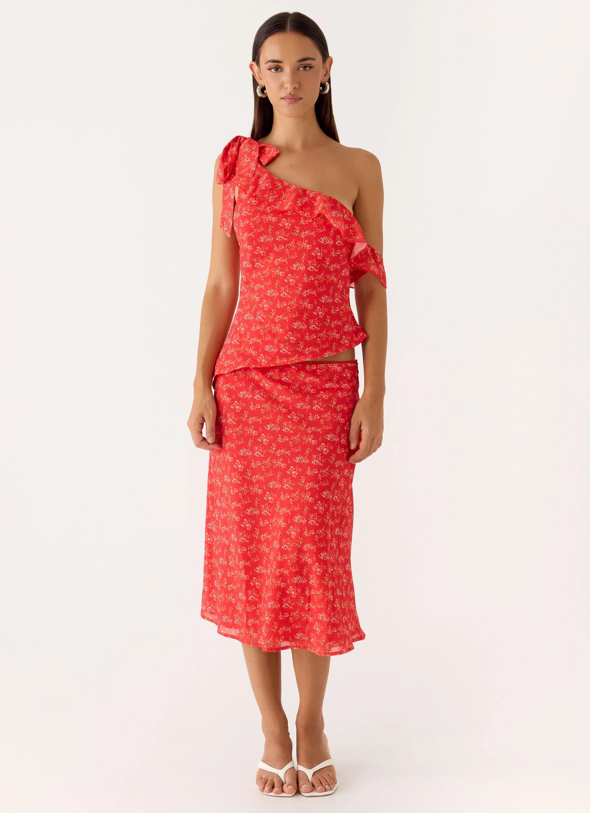 Calia Midi Skirt - Magenta Red Rose - Image 2