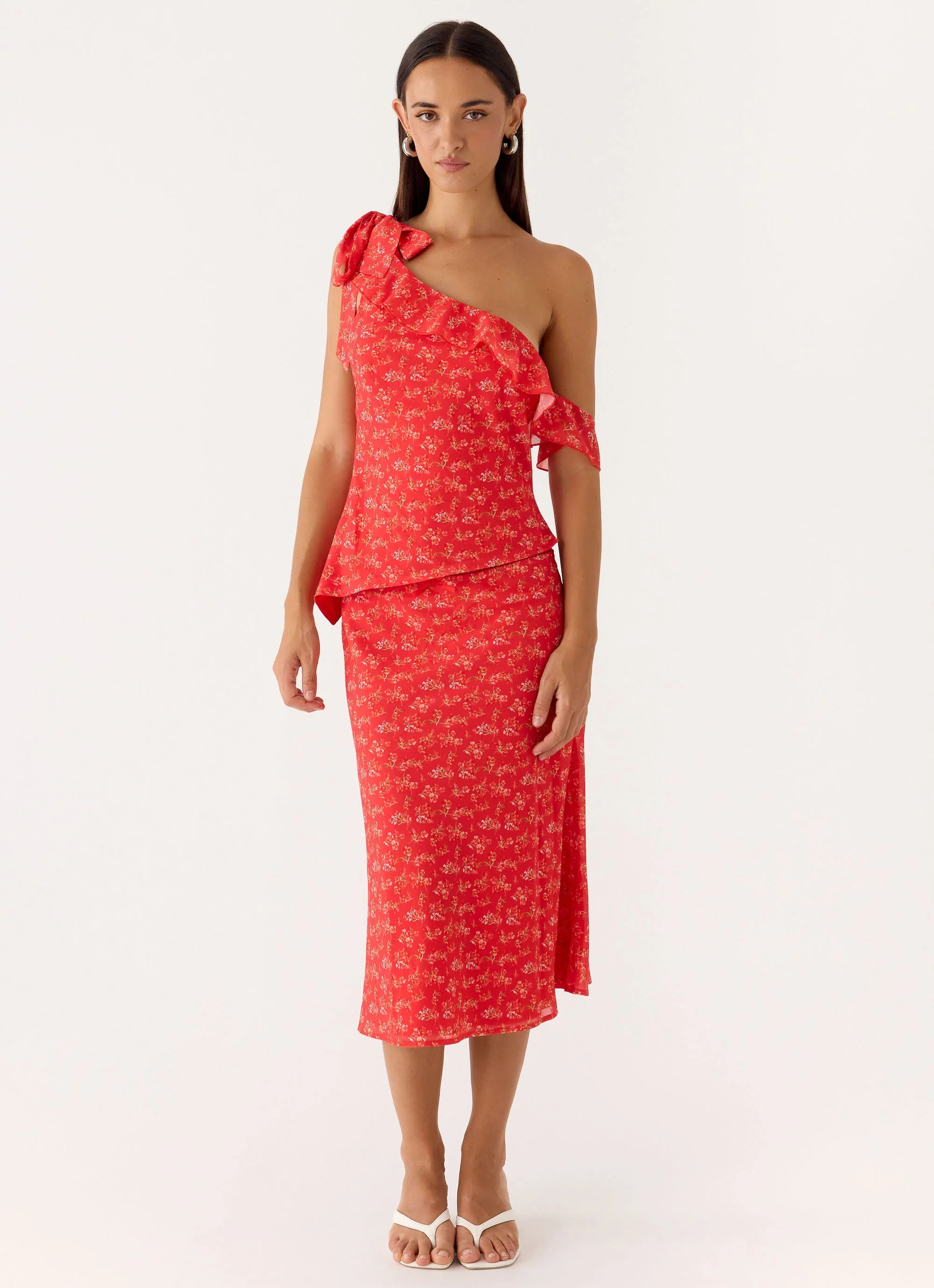 Calia Midi Skirt - Magenta Red Rose - Image 5