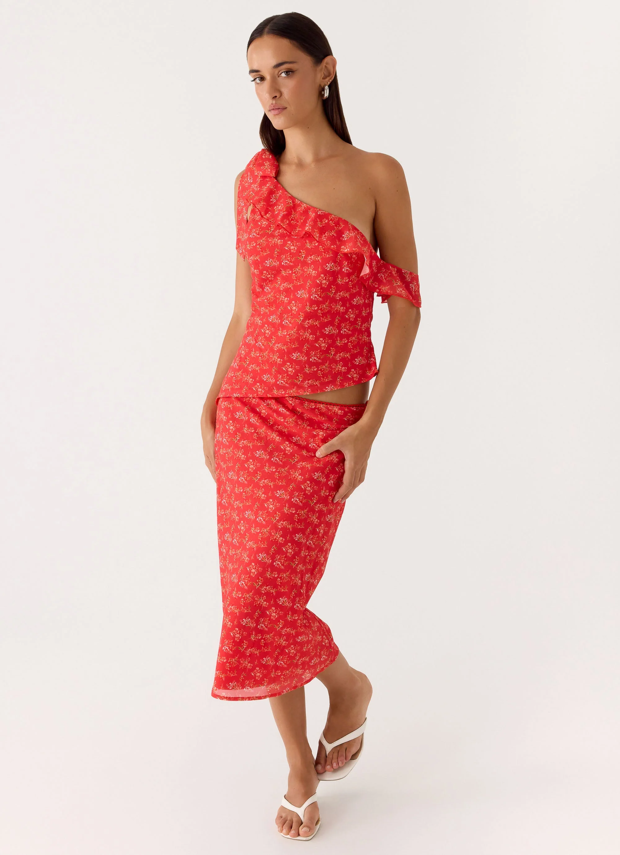 Calia Midi Skirt - Magenta Red Rose - Image 6