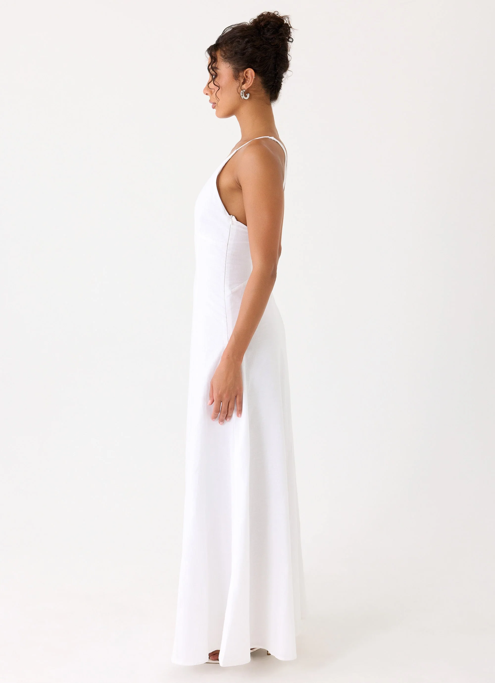 Calianna Linen Maxi Dress - White - Image 2