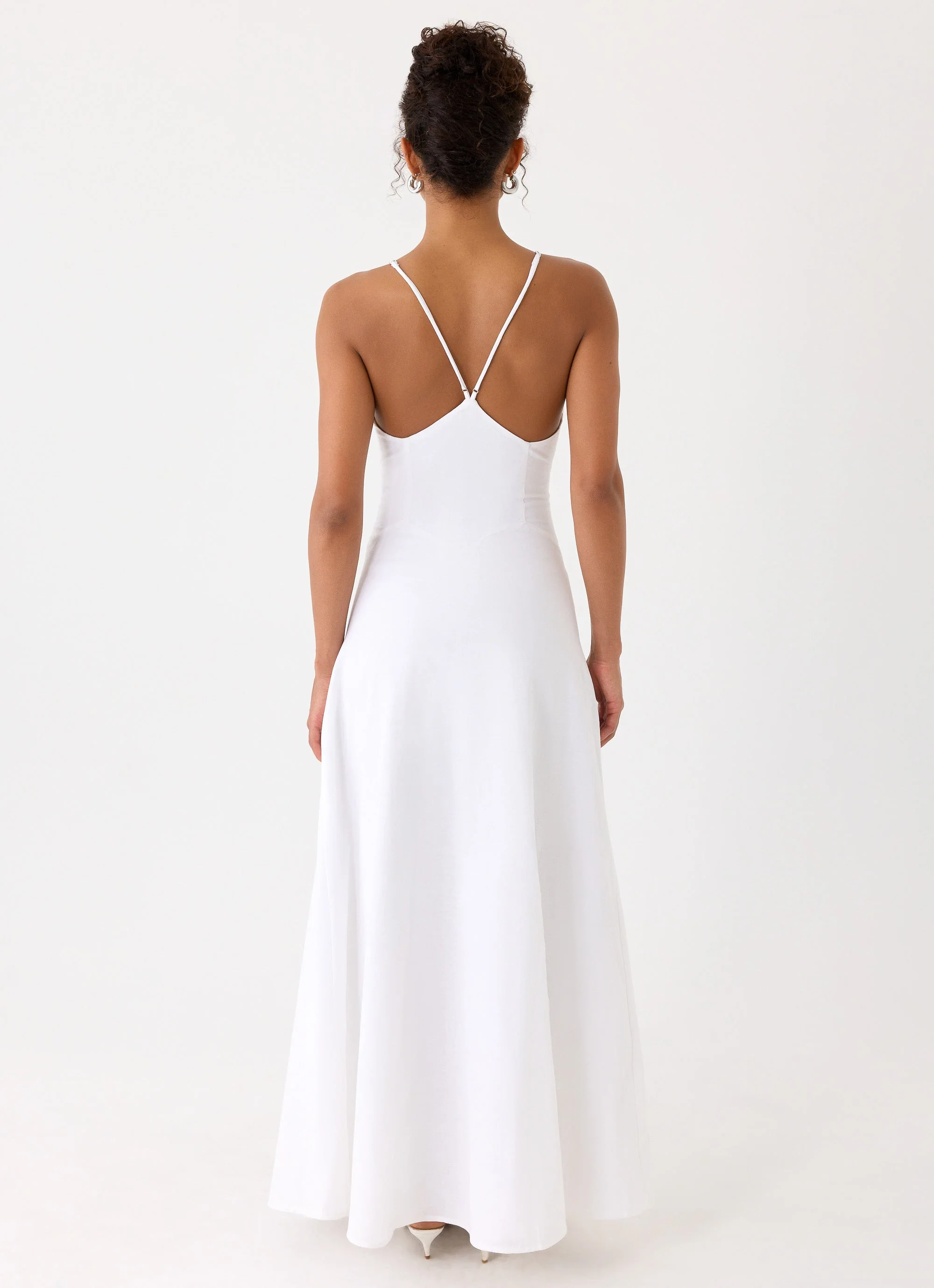 Calianna Linen Maxi Dress - White - Image 3
