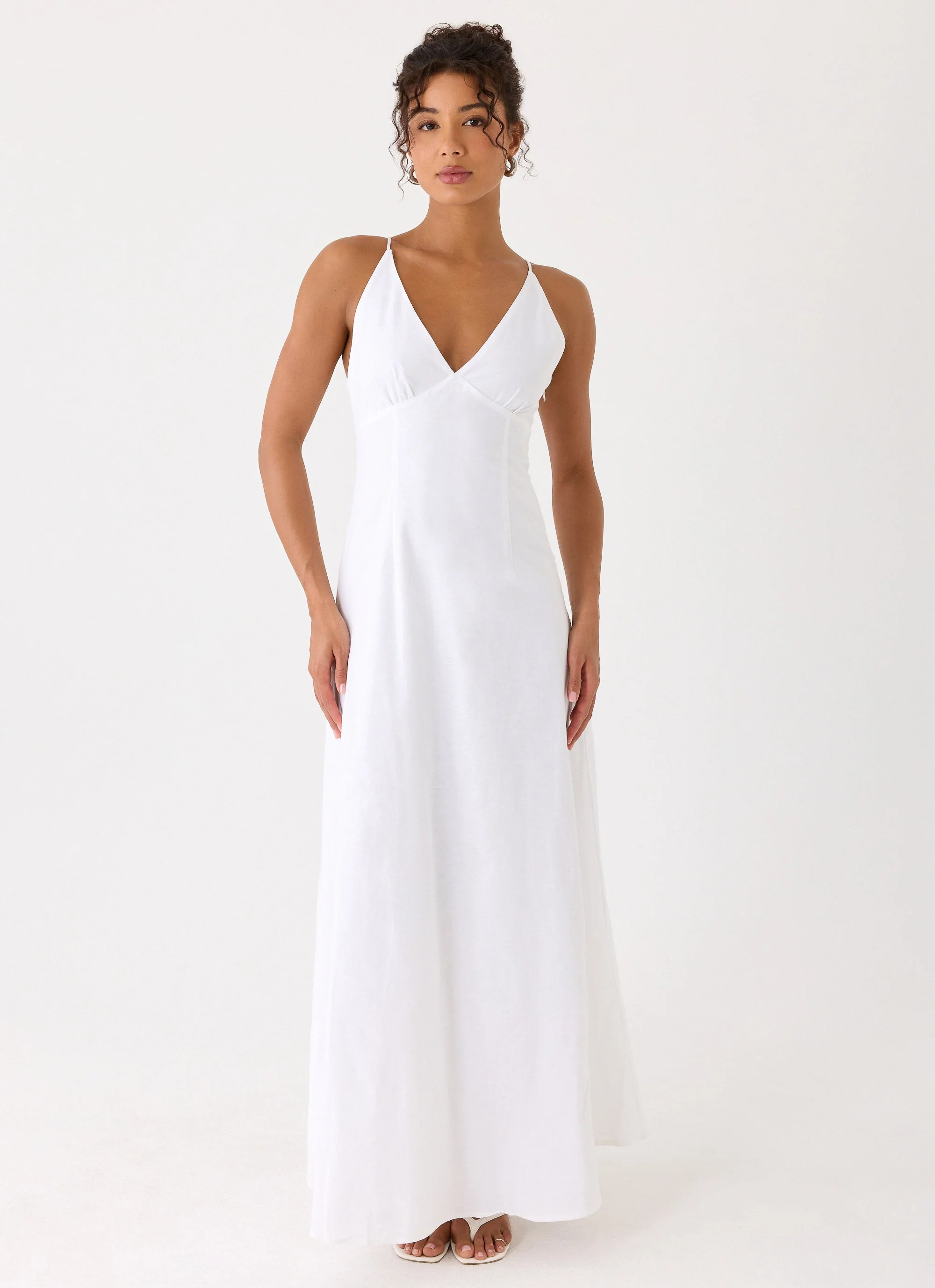 Calianna Linen Maxi Dress - White - Image 5
