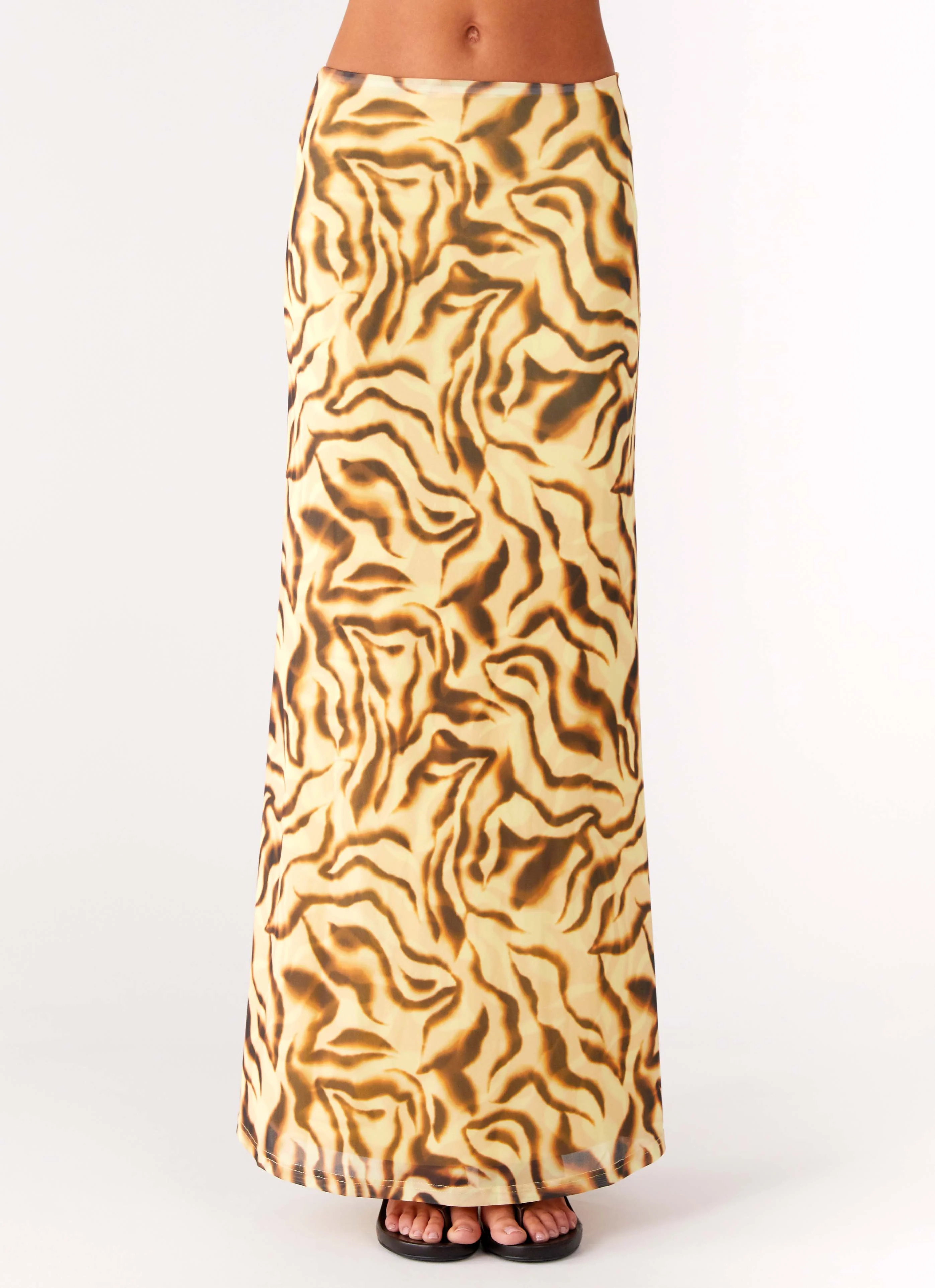 Call Me Low Rise Maxi Skirt - Yellow Zebra - Image 2