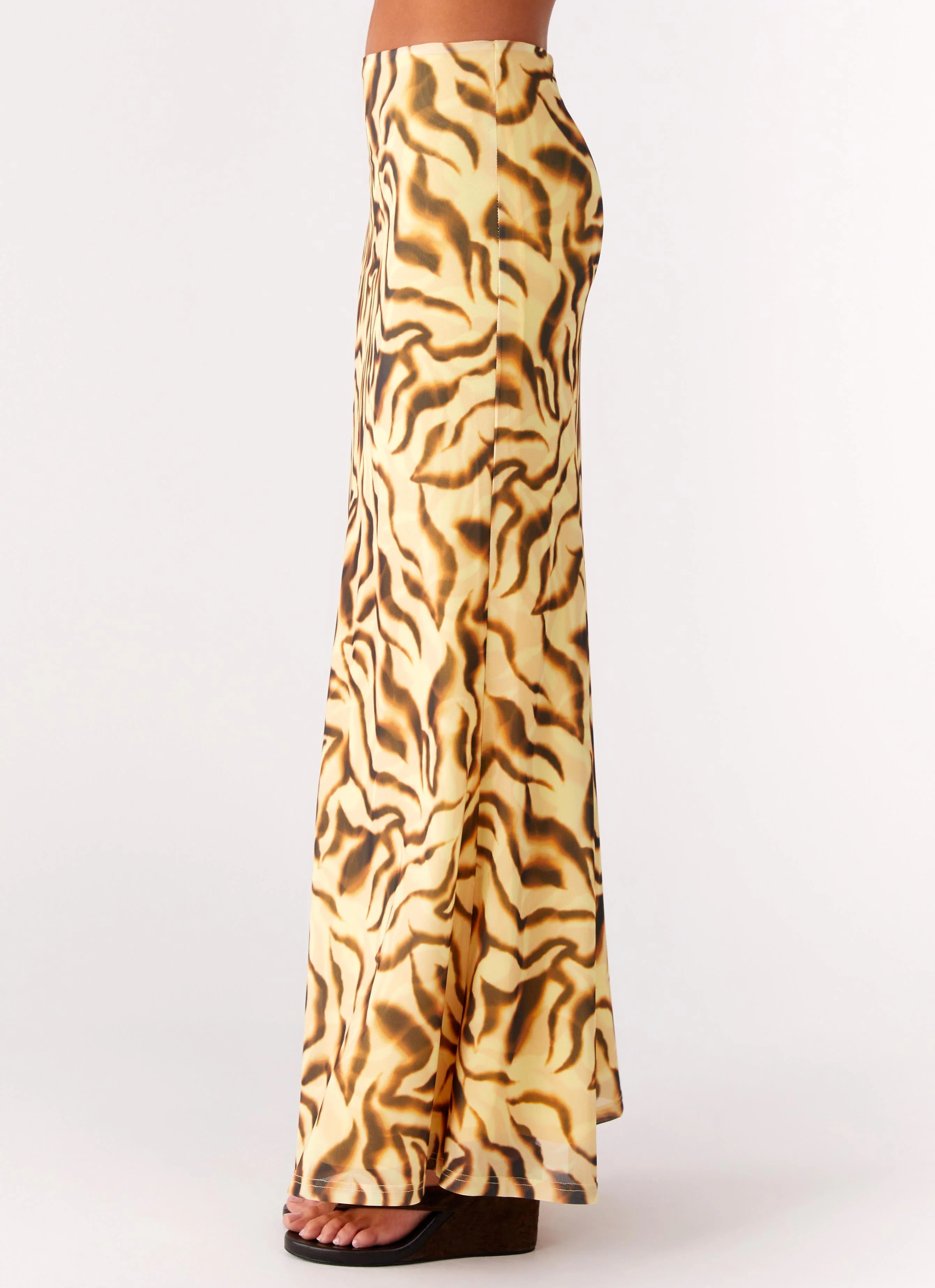 Call Me Low Rise Maxi Skirt - Yellow Zebra - Image 4