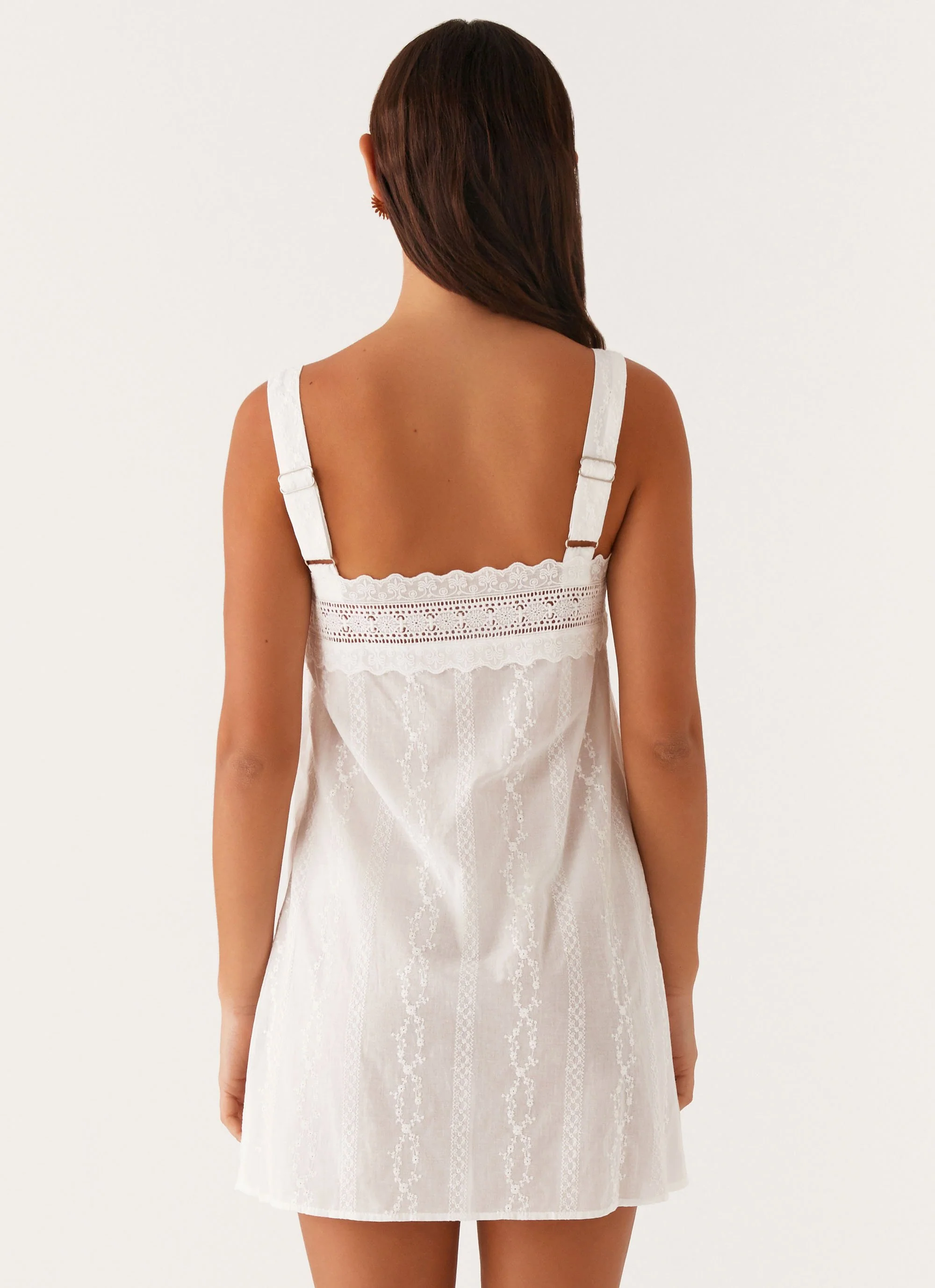 Calla Broderie Mini Dress - White - Image 4