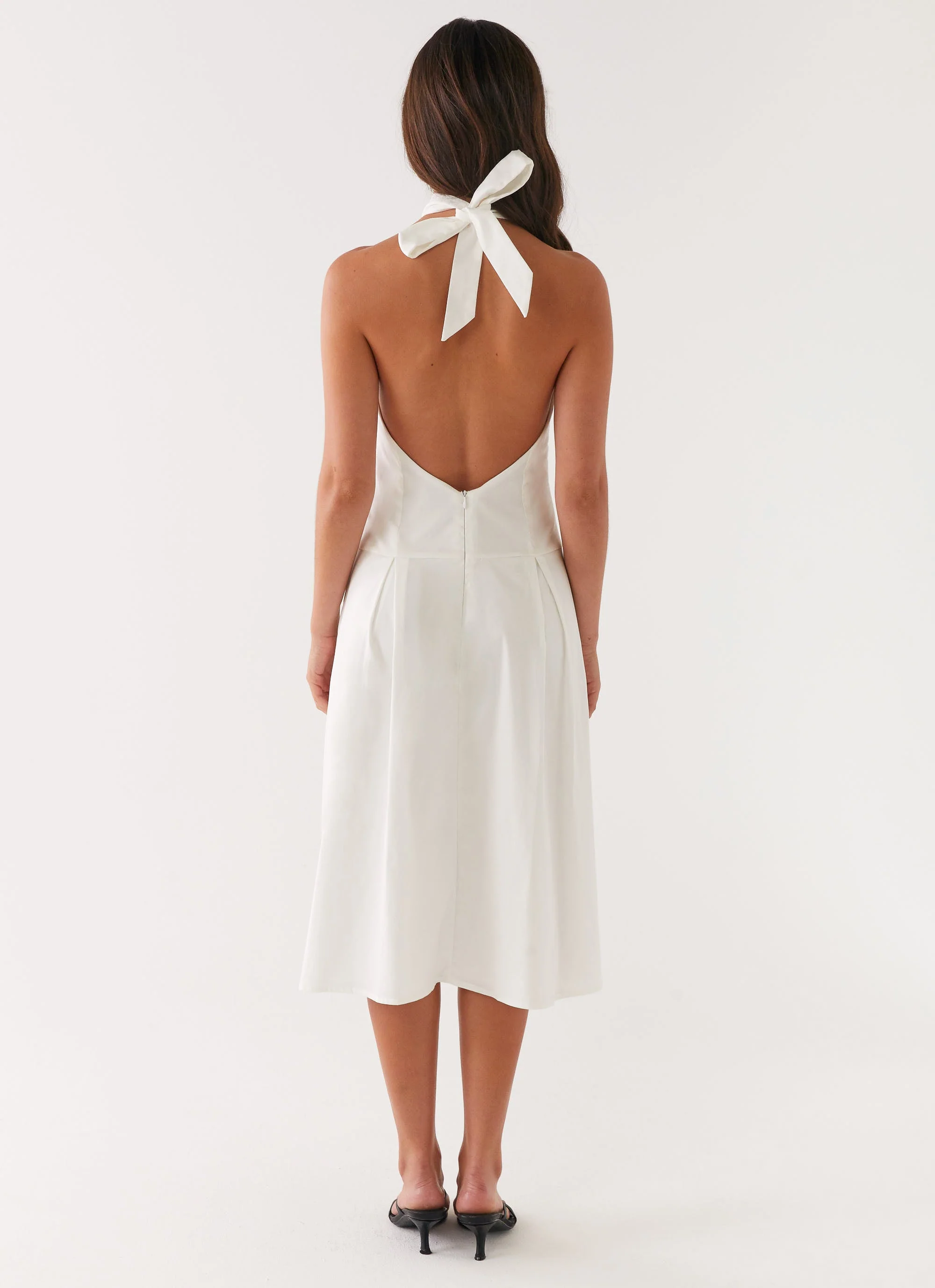 Calla Halter Midi Dress - White - Image 5