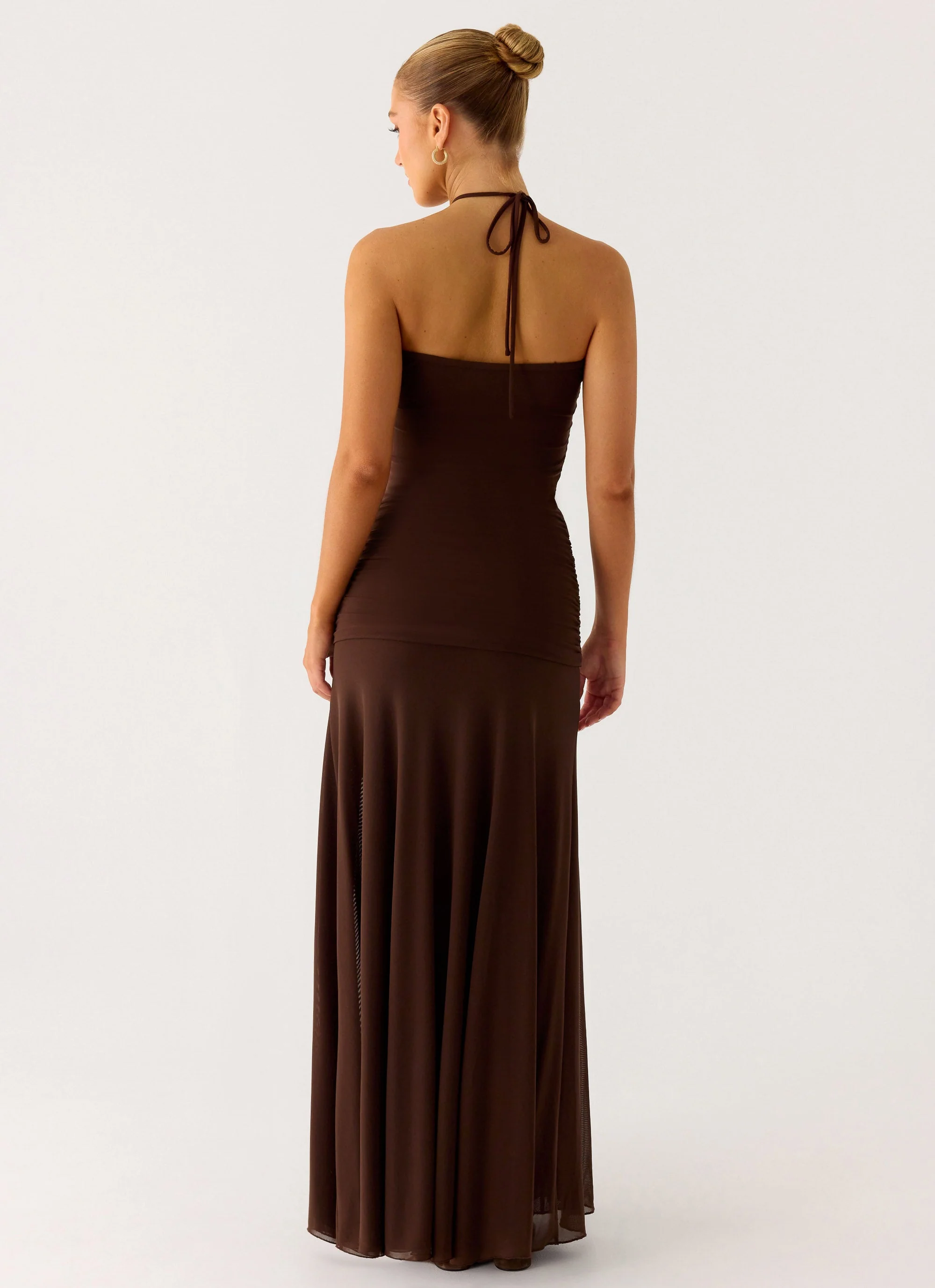 Callie Ruched Maxi Dress - Chocolate - Image 4