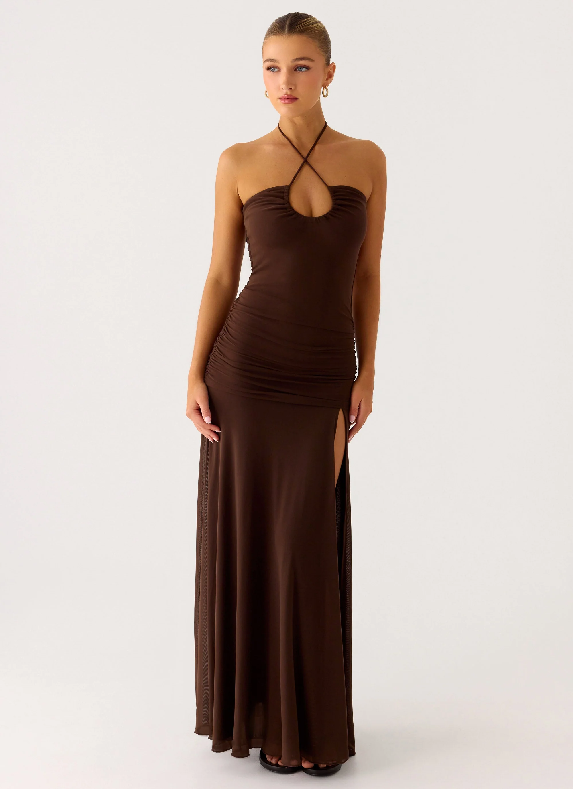 Callie Ruched Maxi Dress - Chocolate - Image 5