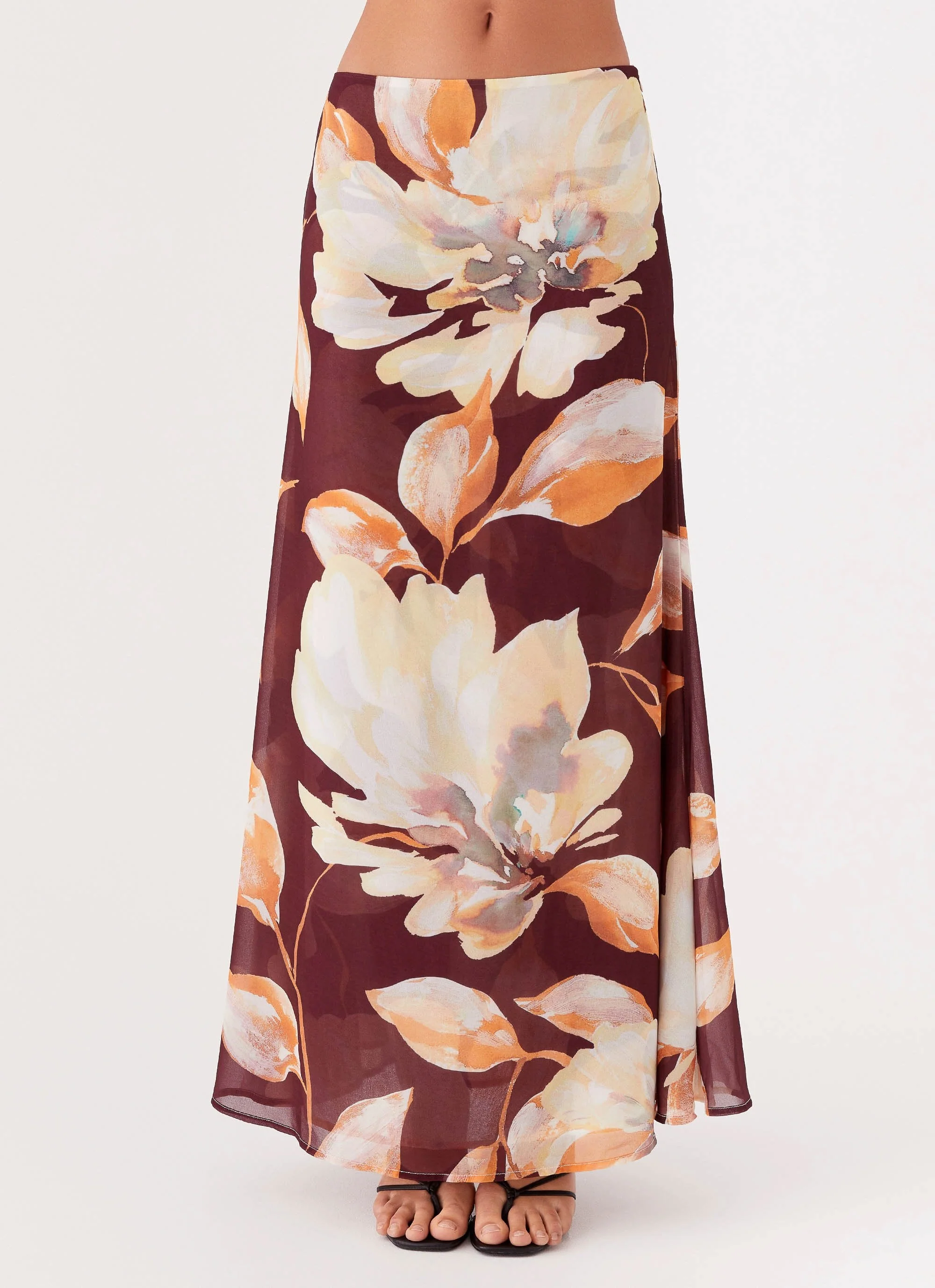 Camellia Maxi Skirt - Brown Floral - Image 6