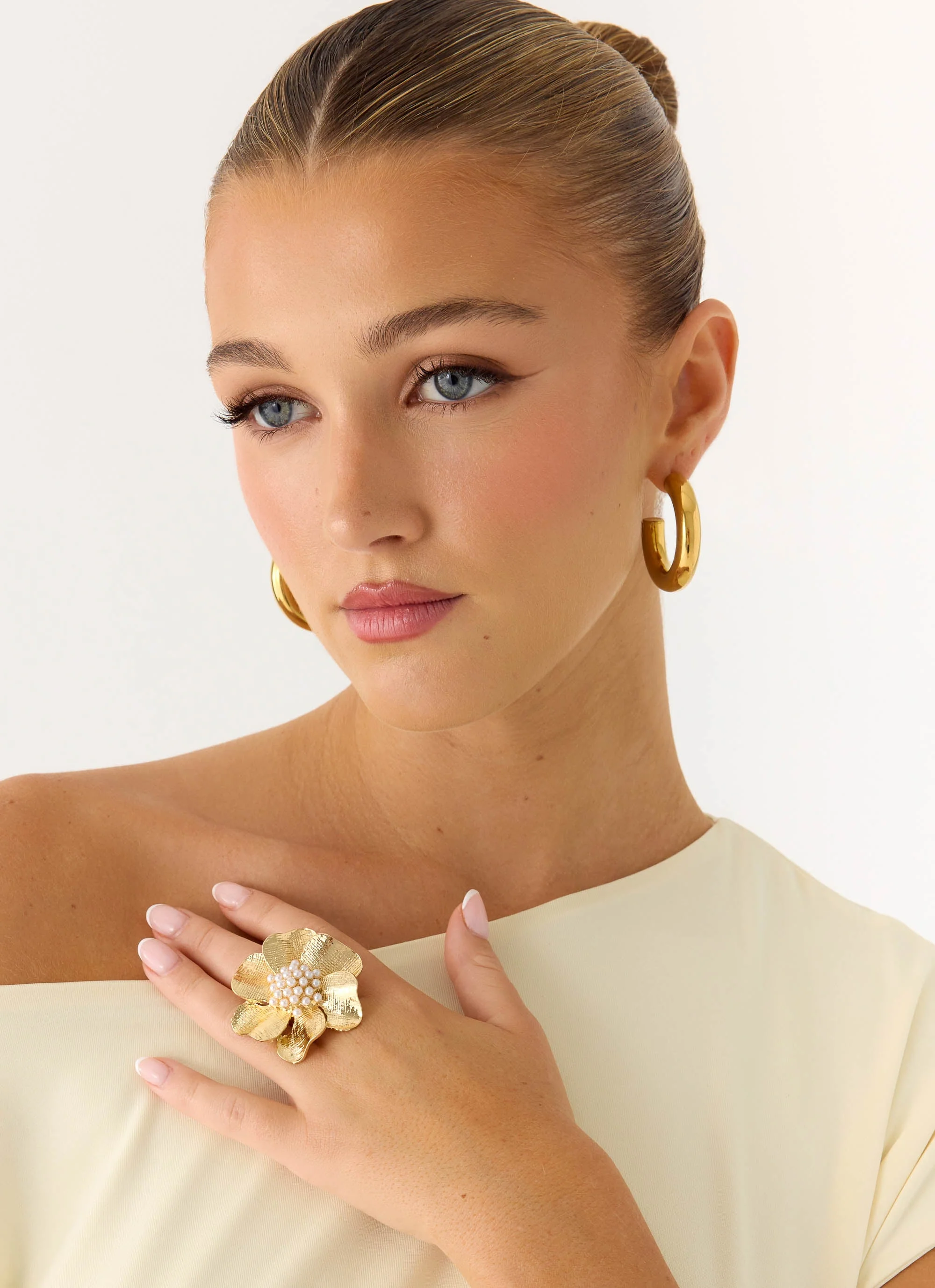 Camellia Pearl Ring - Gold - Image 2