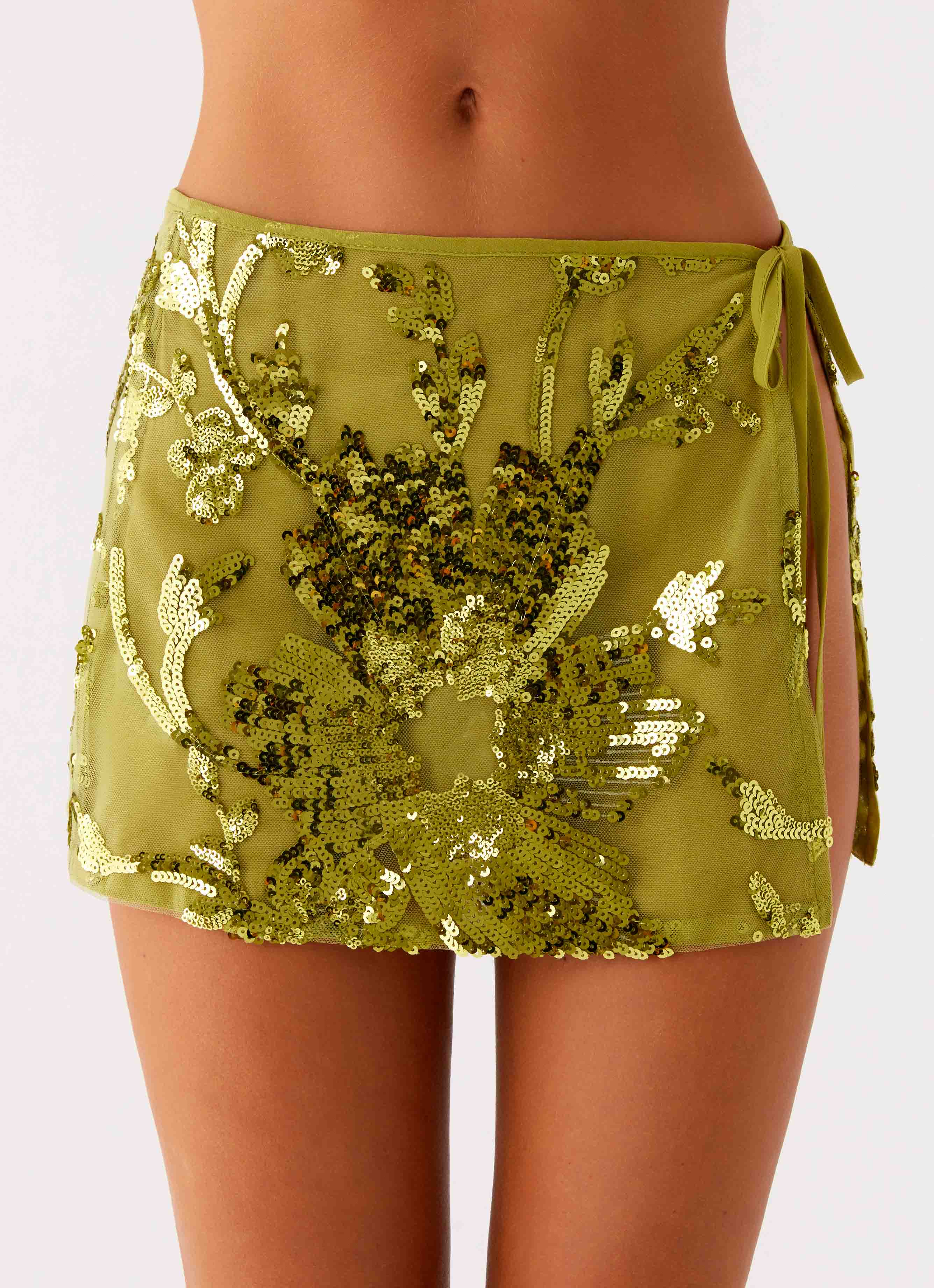 Cancun Sequin Mini Skirt - Lime - Image 4