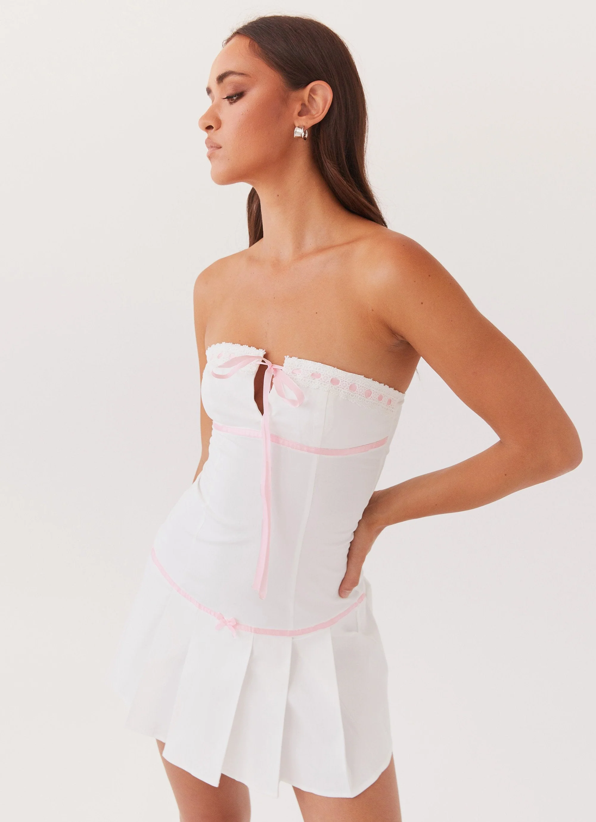 Candy Coated Bustier Mini Dress - Pink Ribbon - Image 6