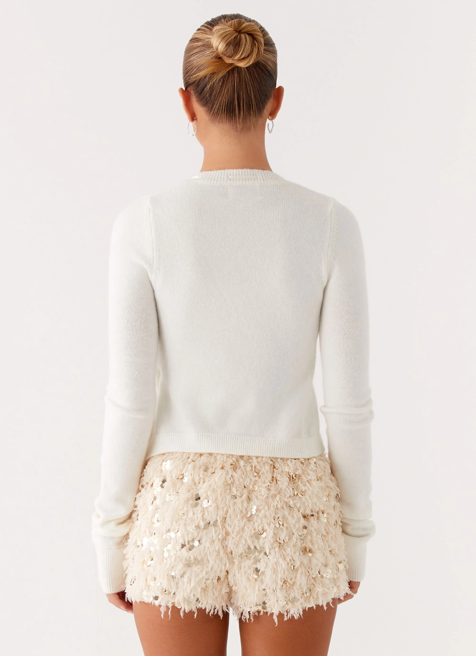 Candy Sequin Mini Shorts - White - Image 3