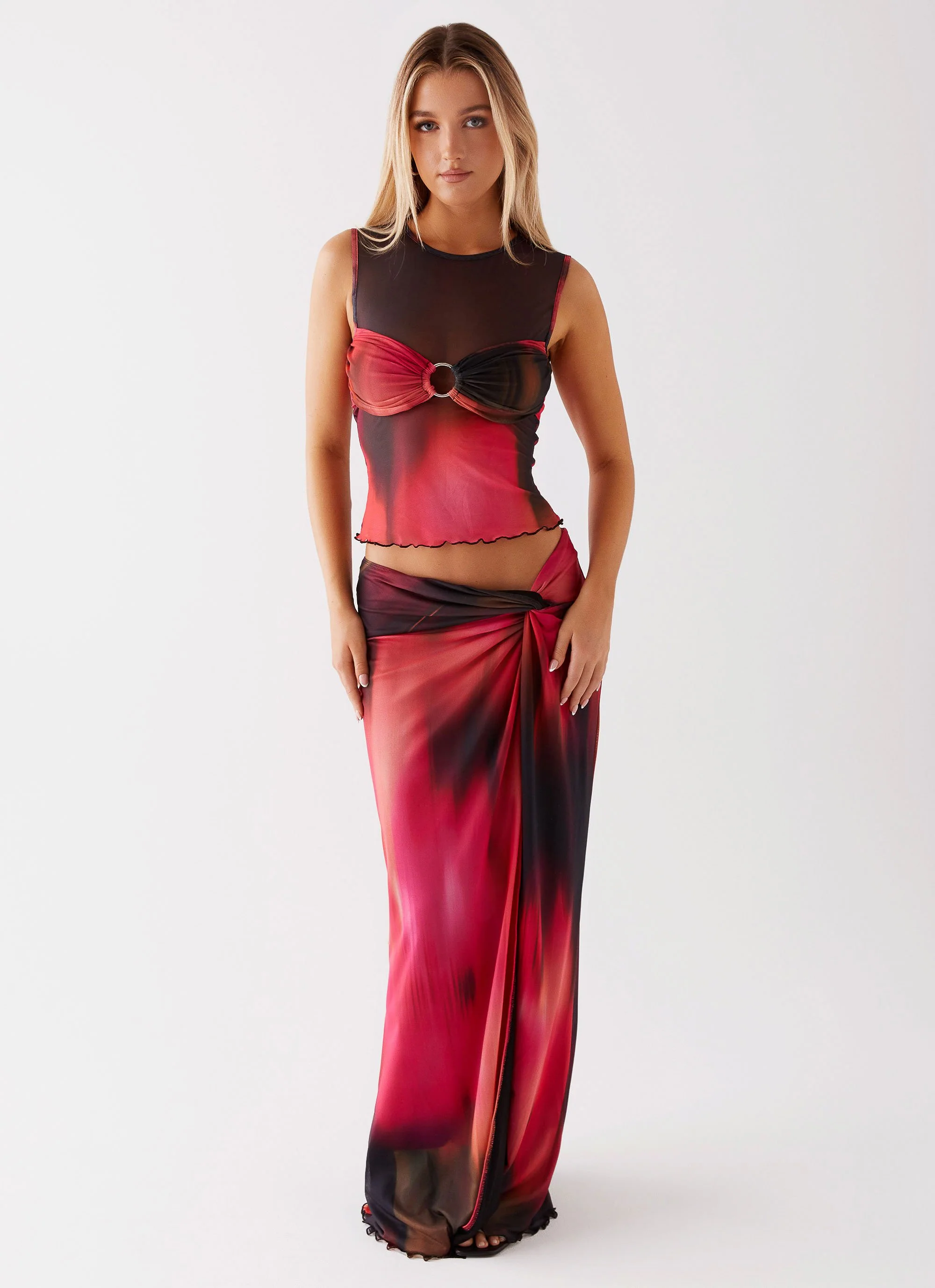 Caprise Maxi Skirt - Pink Print - Image 7
