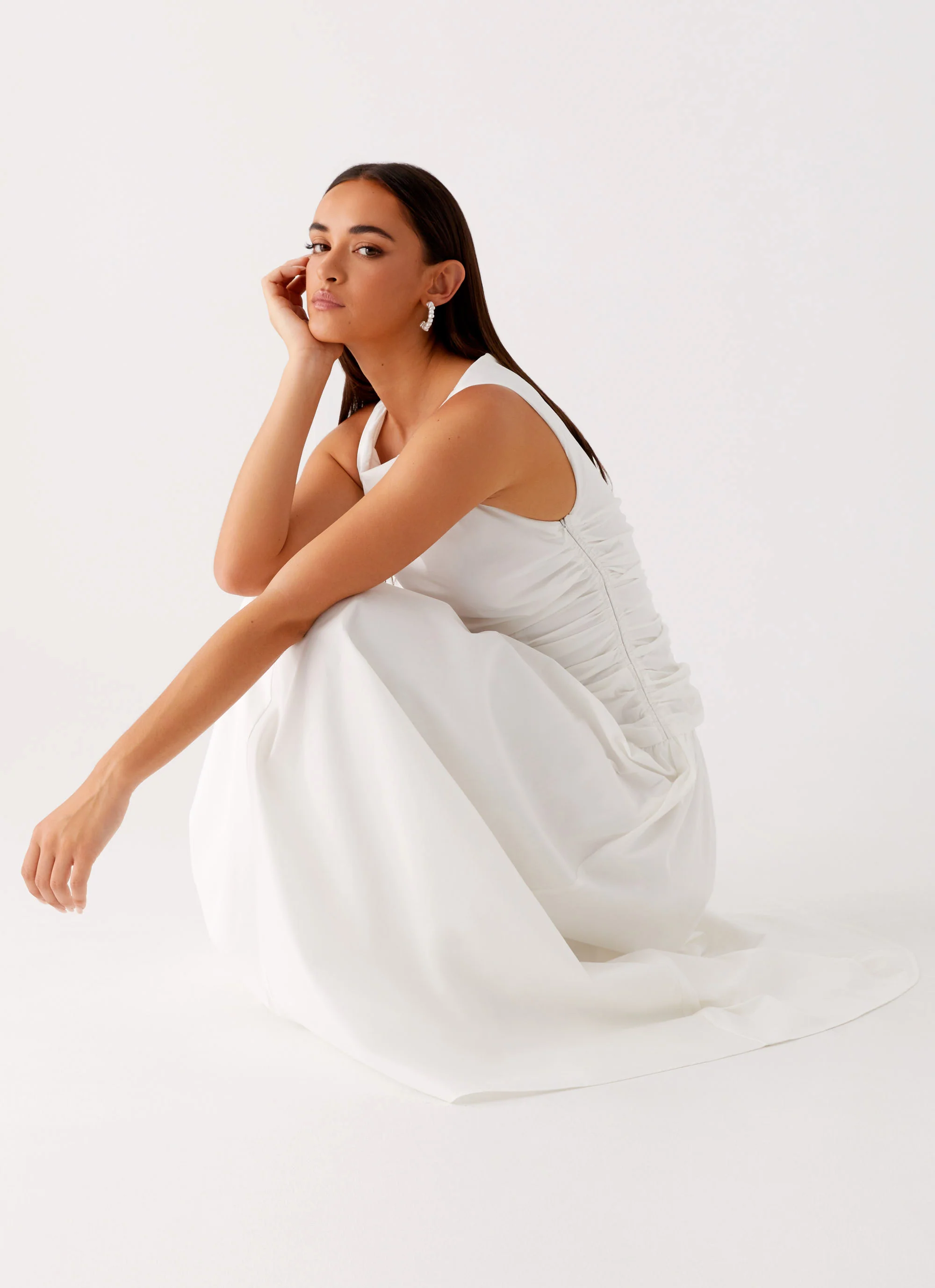 Carmel High Neck Maxi Dress - White - Image 6
