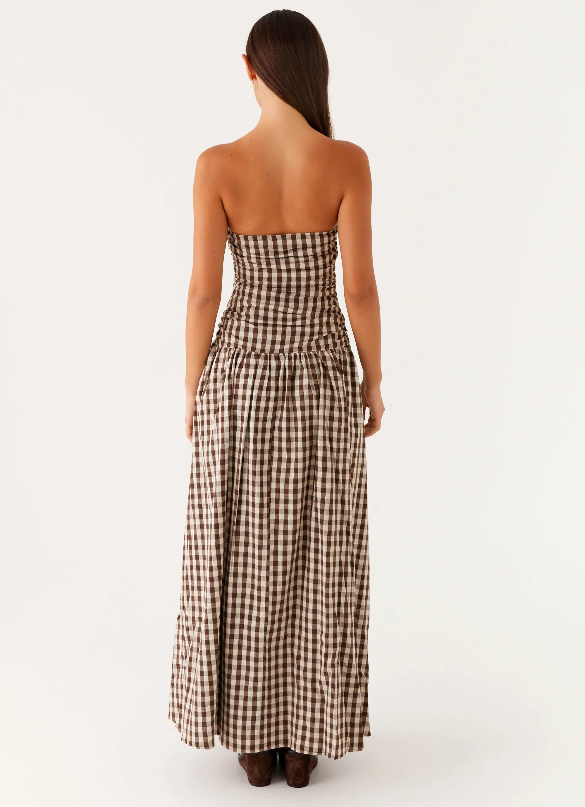 Carmel Maxi Dress - Brown Gingham - Image 4