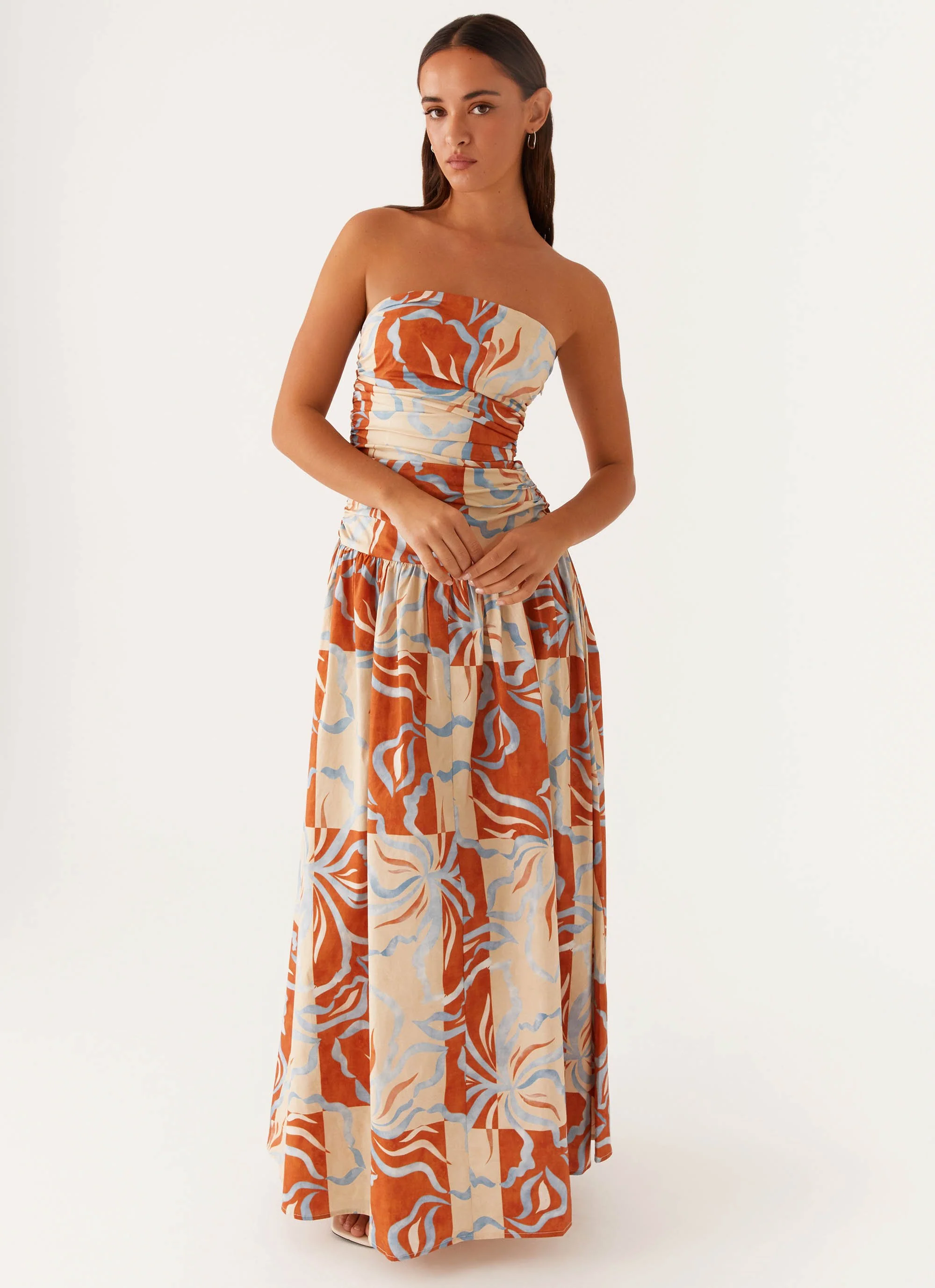 Carmel Maxi Dress - Orange Blue Floral - Image 6