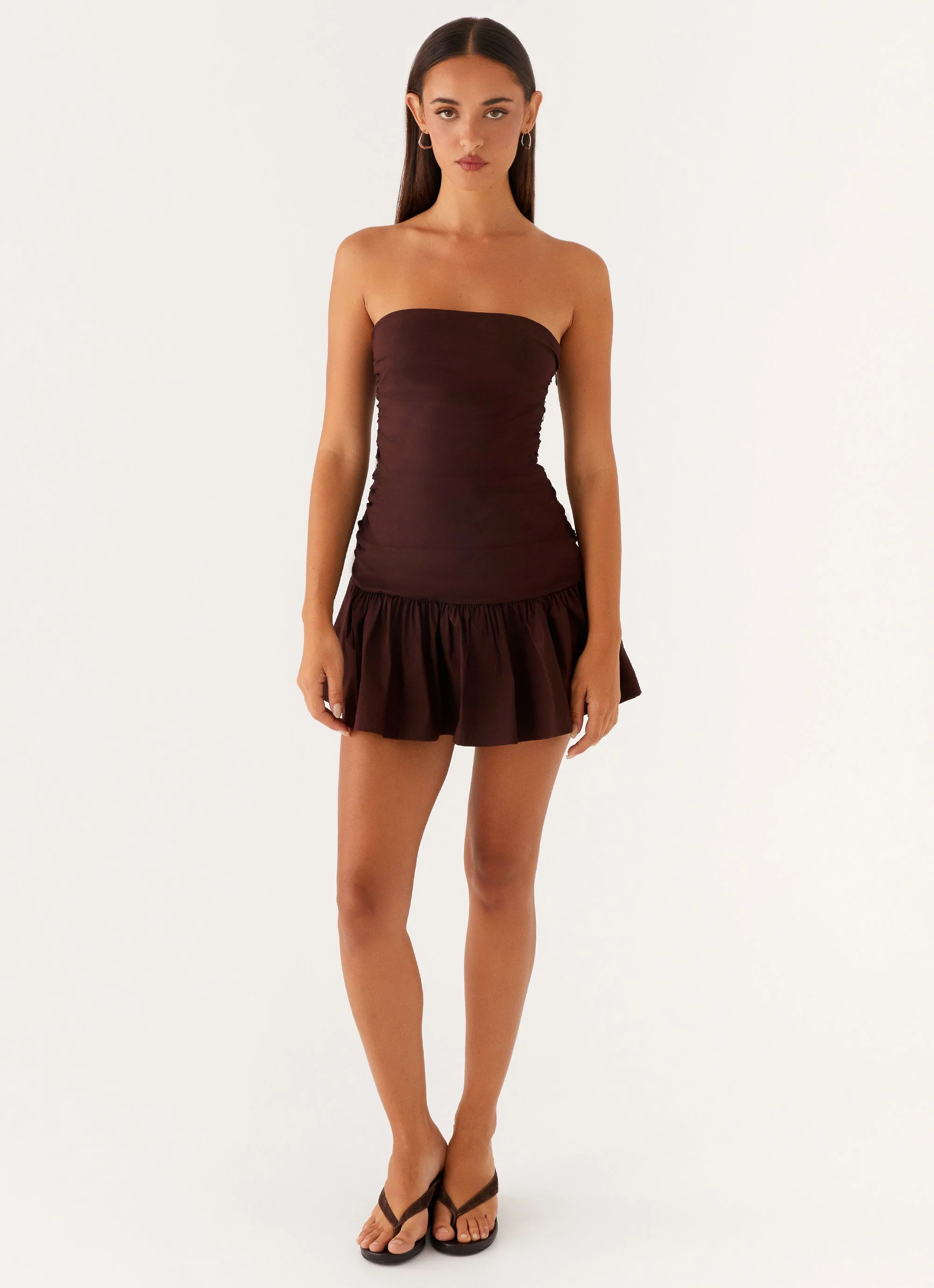 Carmel Mini Dress - Chocolate - Image 6