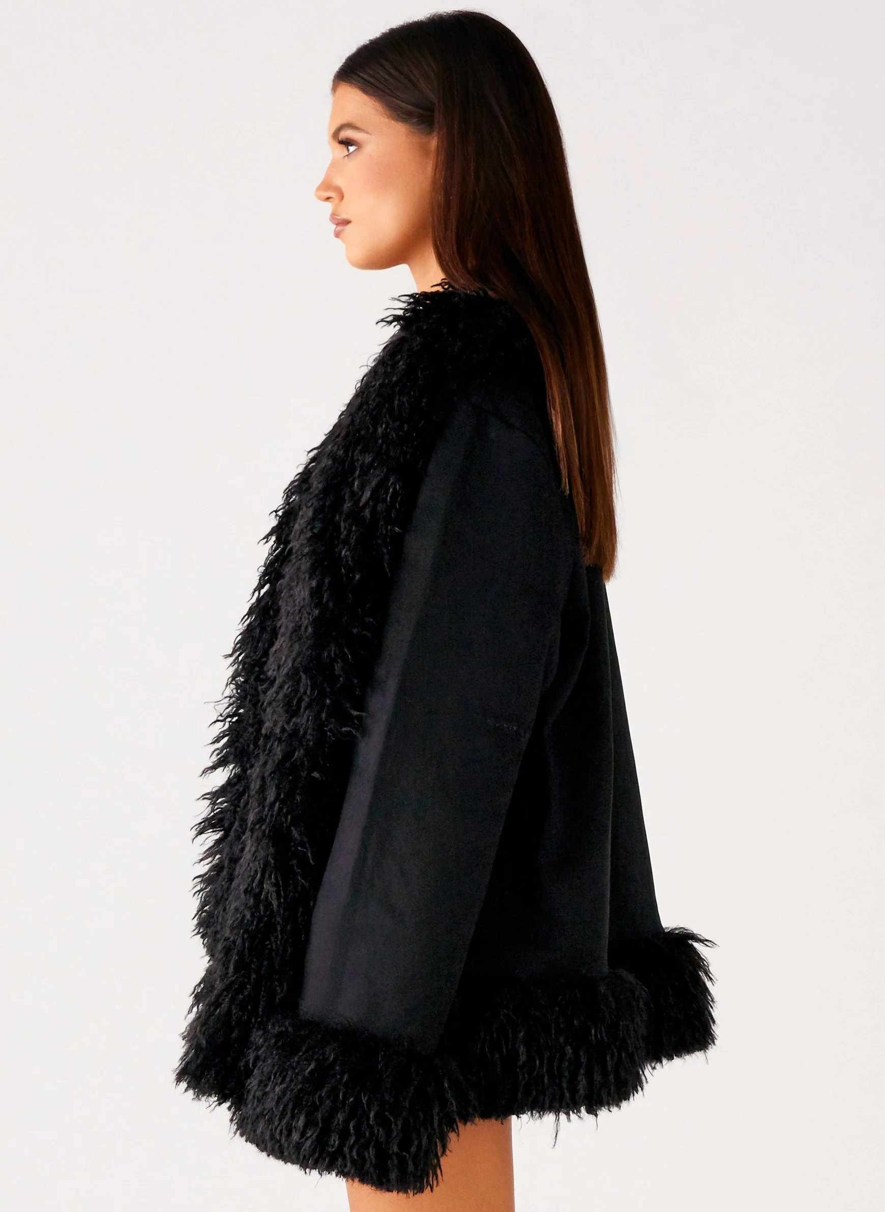 Carmelita Fur Trim Jacket - Black - Image 3