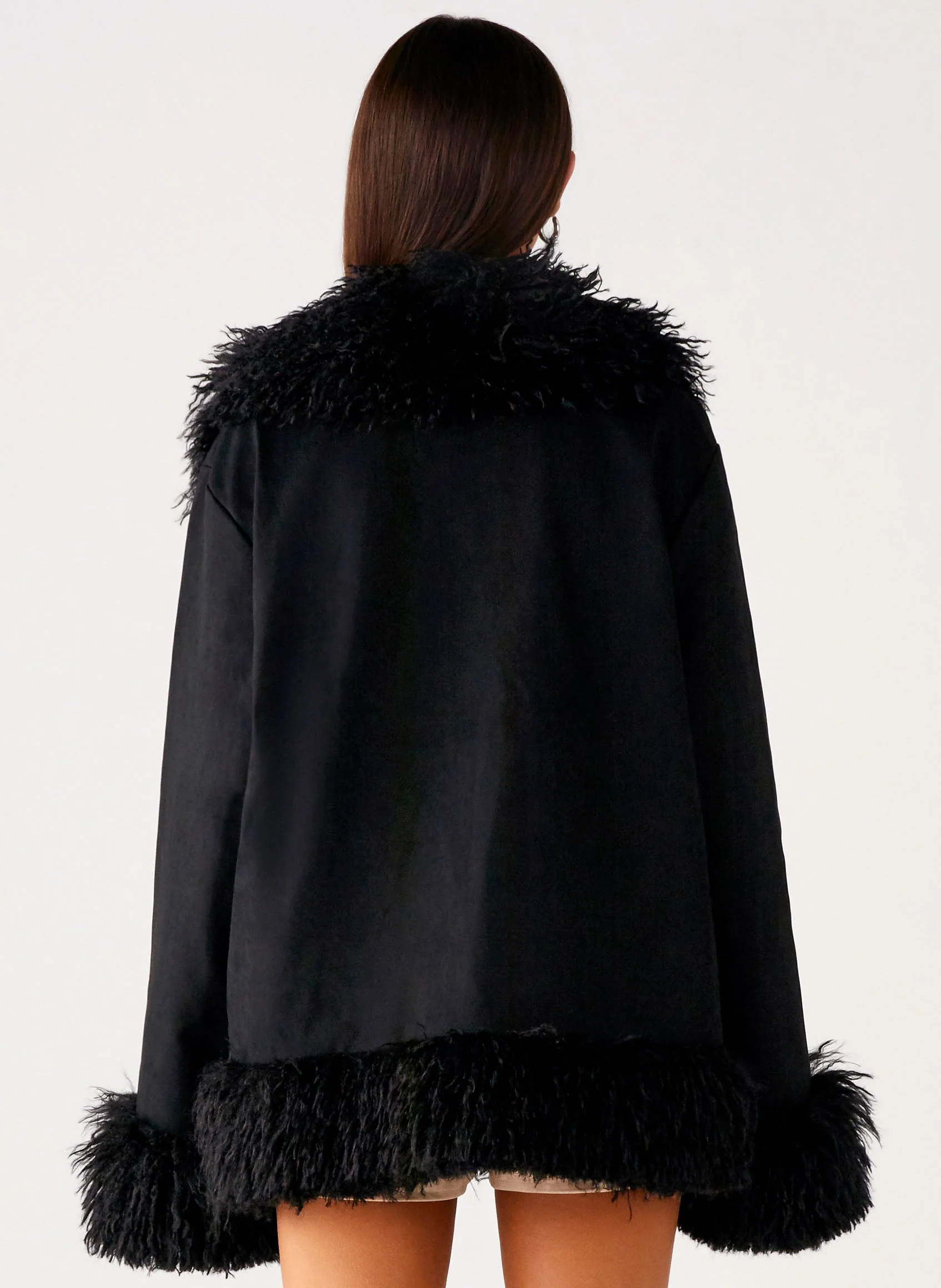 Carmelita Fur Trim Jacket - Black - Image 4