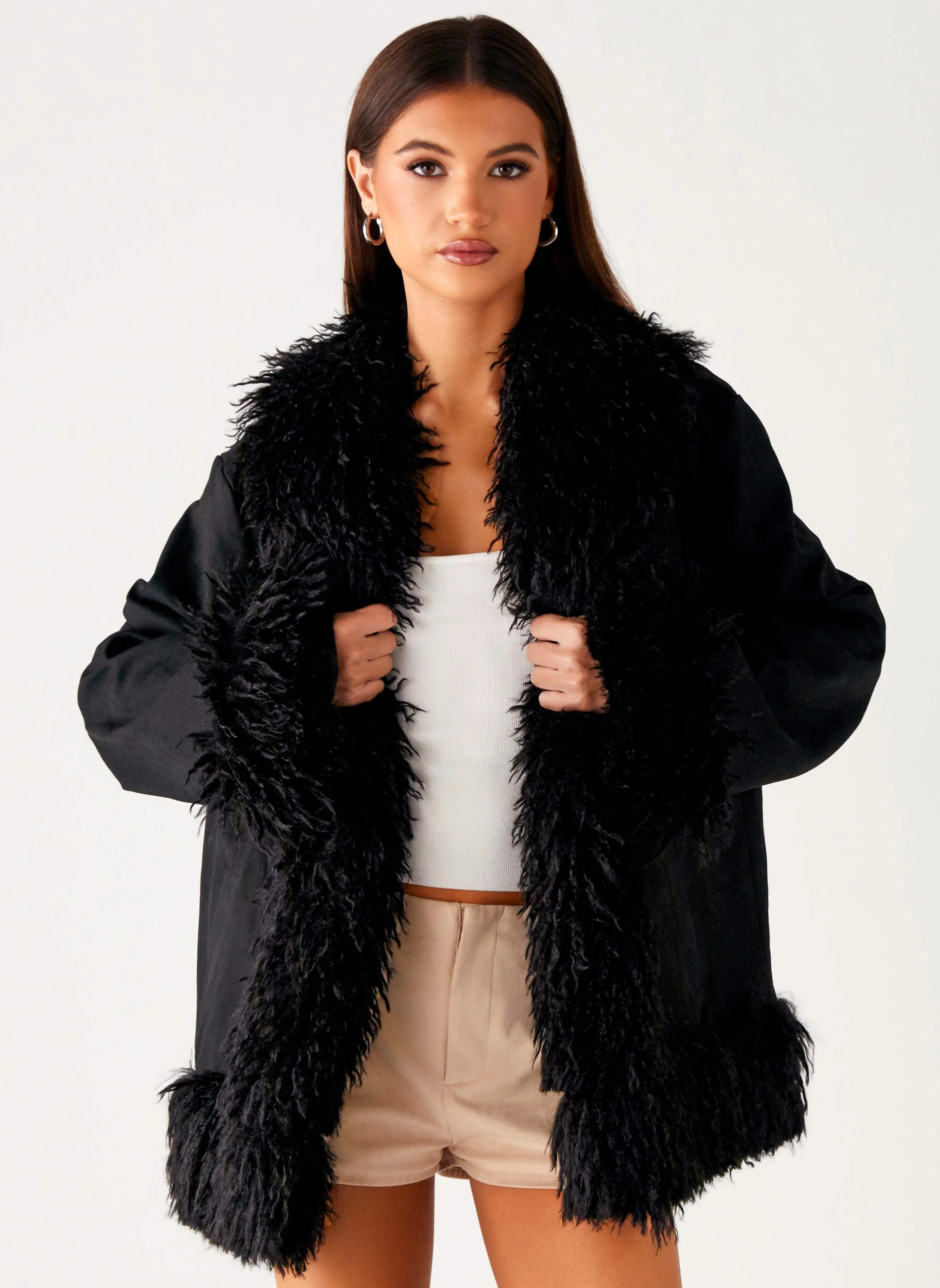 Carmelita Fur Trim Jacket - Black - Image 6