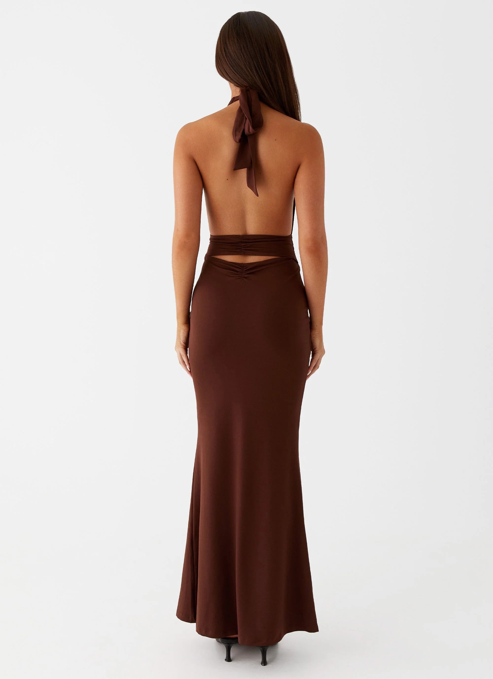 Carolina Twist Maxi Dress - Chocolate - Image 4
