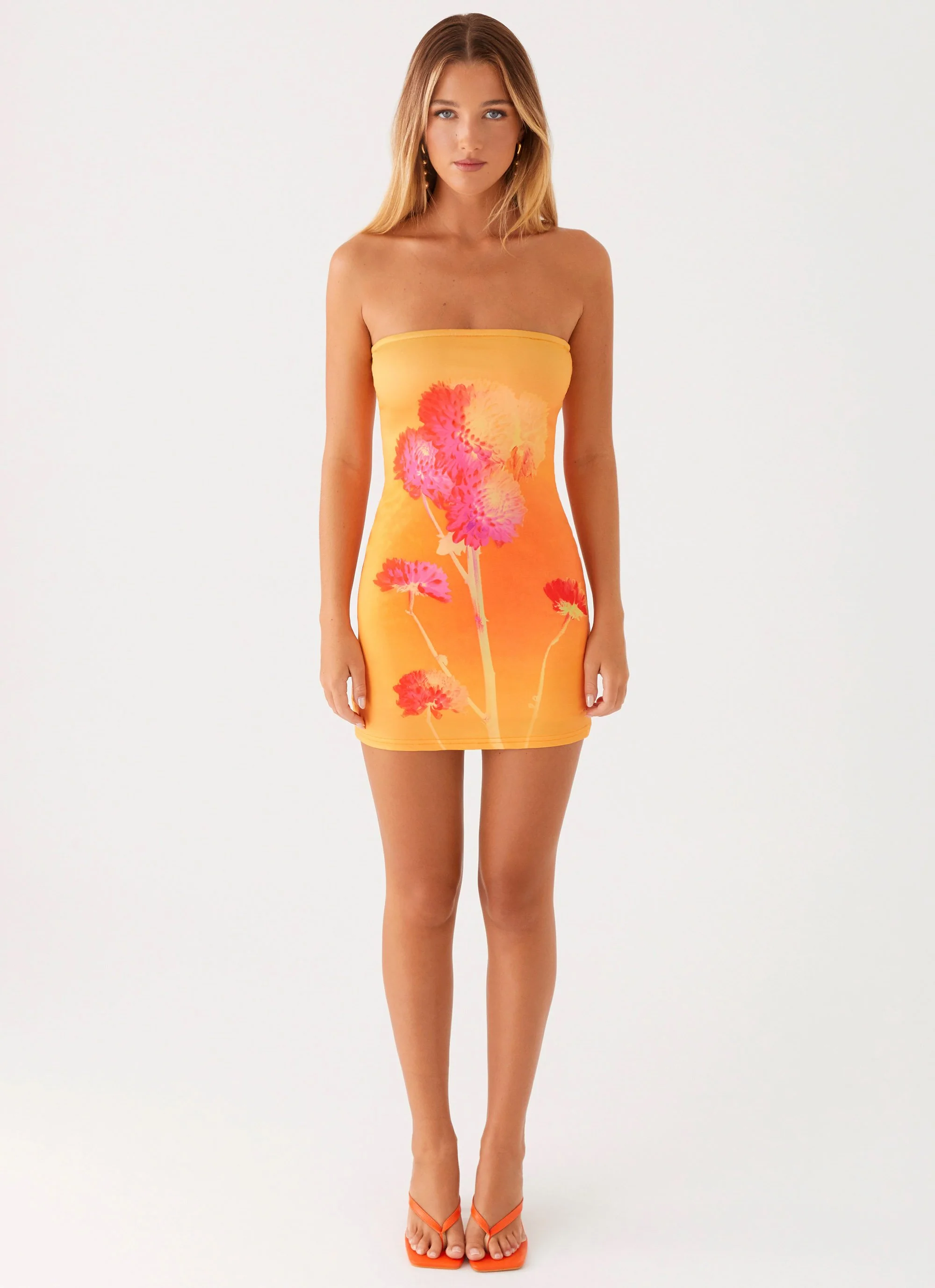 Caroline Mini Dress - Orange Floral - Image 3