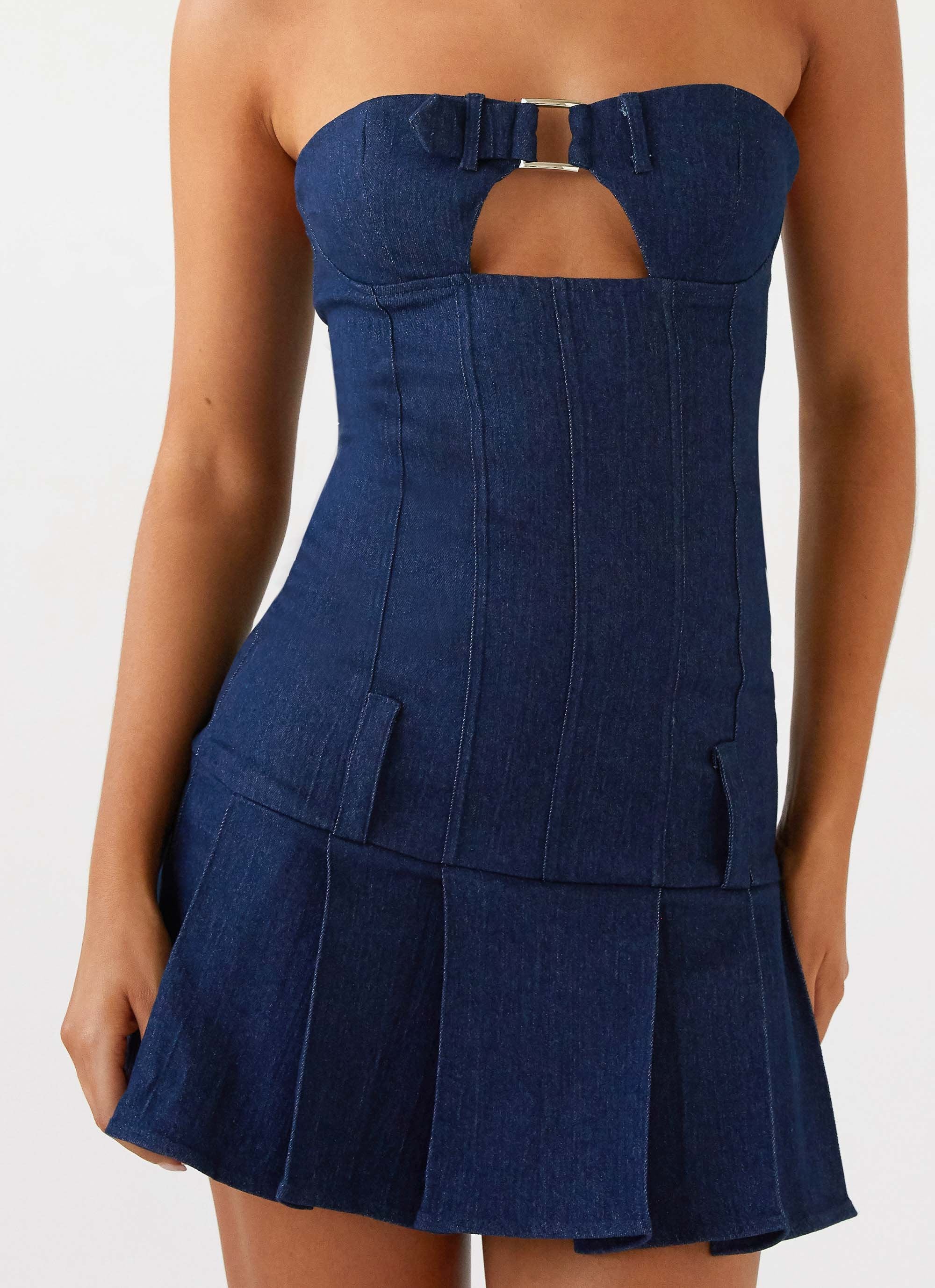 Case Closed Mini Dress - Dark Indigo - Image 7