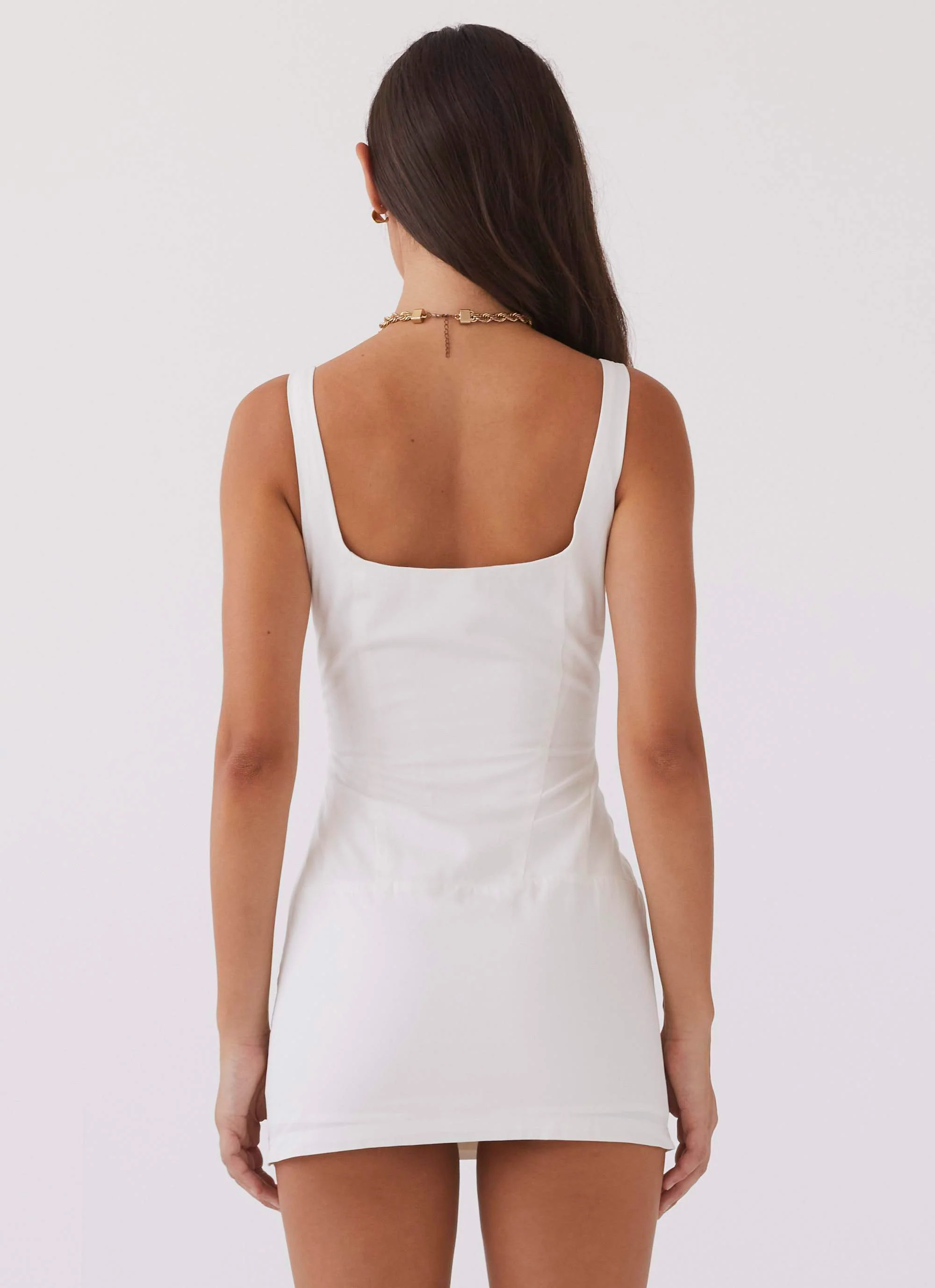 Casey Lace Up Mini Dress - White - Image 4