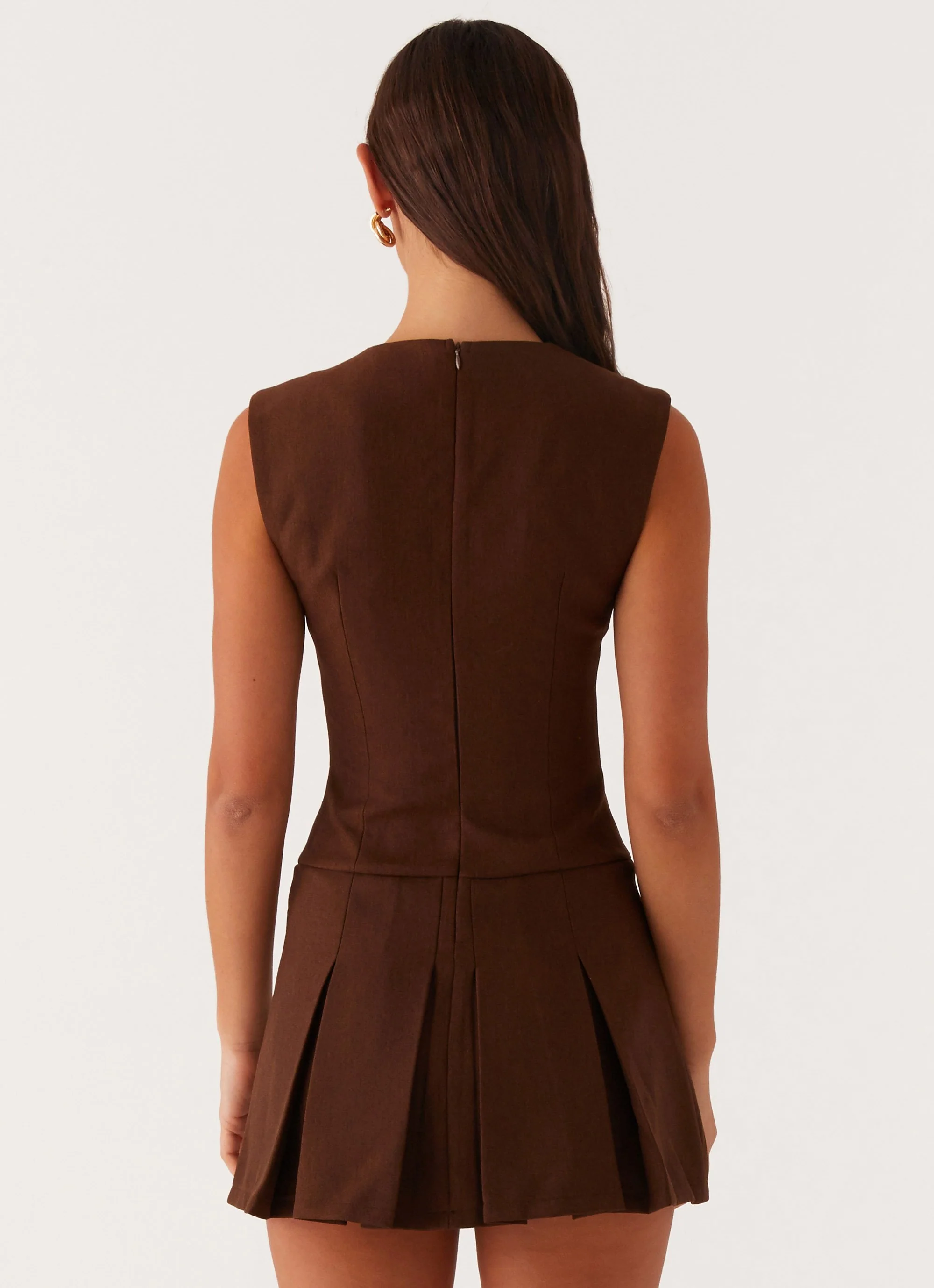 Cassia Mini Dress - Brown - Image 4