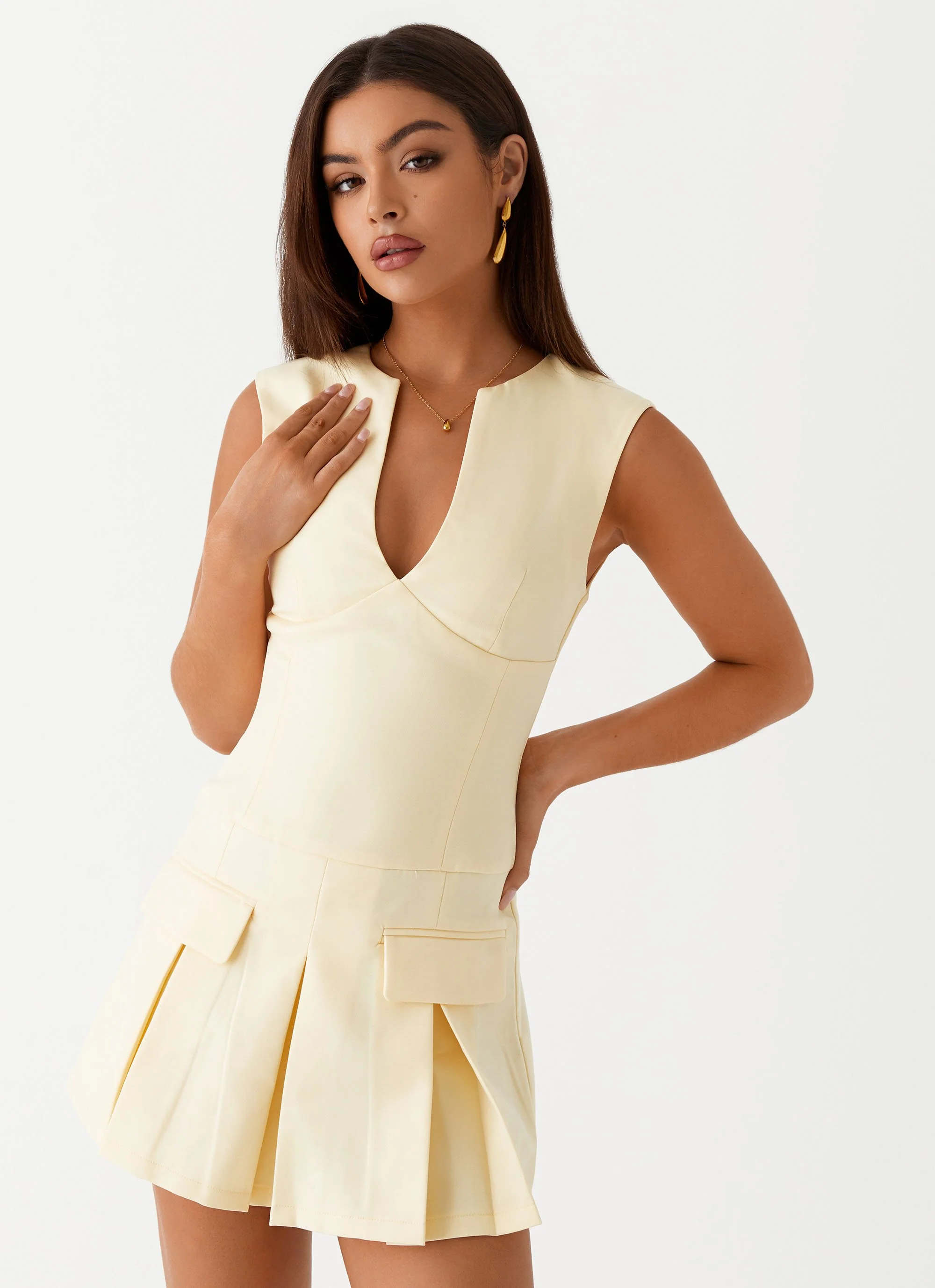 Cassia Mini Dress - Yellow - Image 5