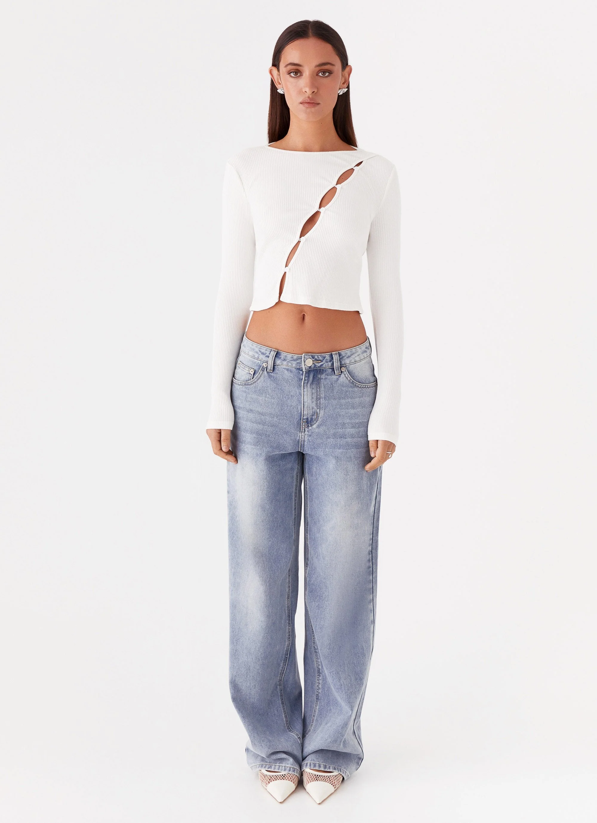 Cassius Long Sleeve Top - Ivory - Image 2