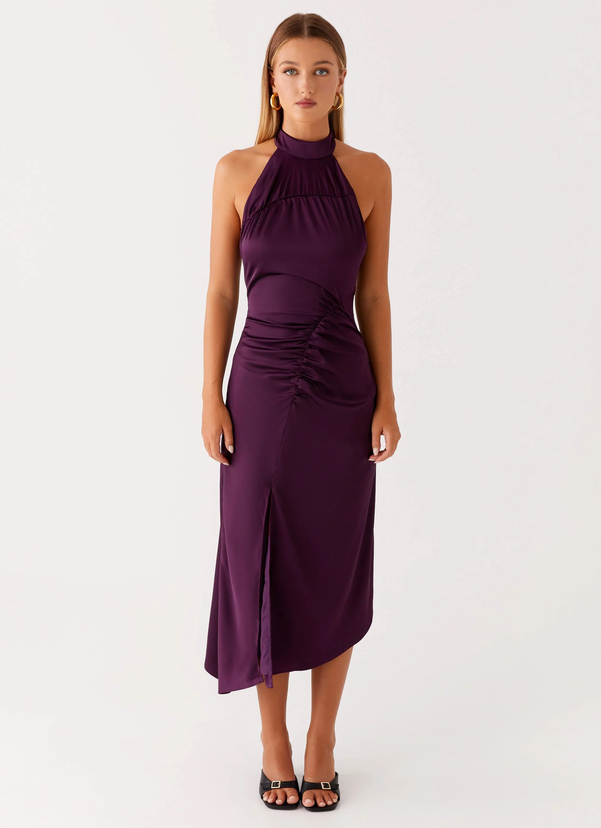 Casta Halterneck Midi Dress - Plum - Image 2