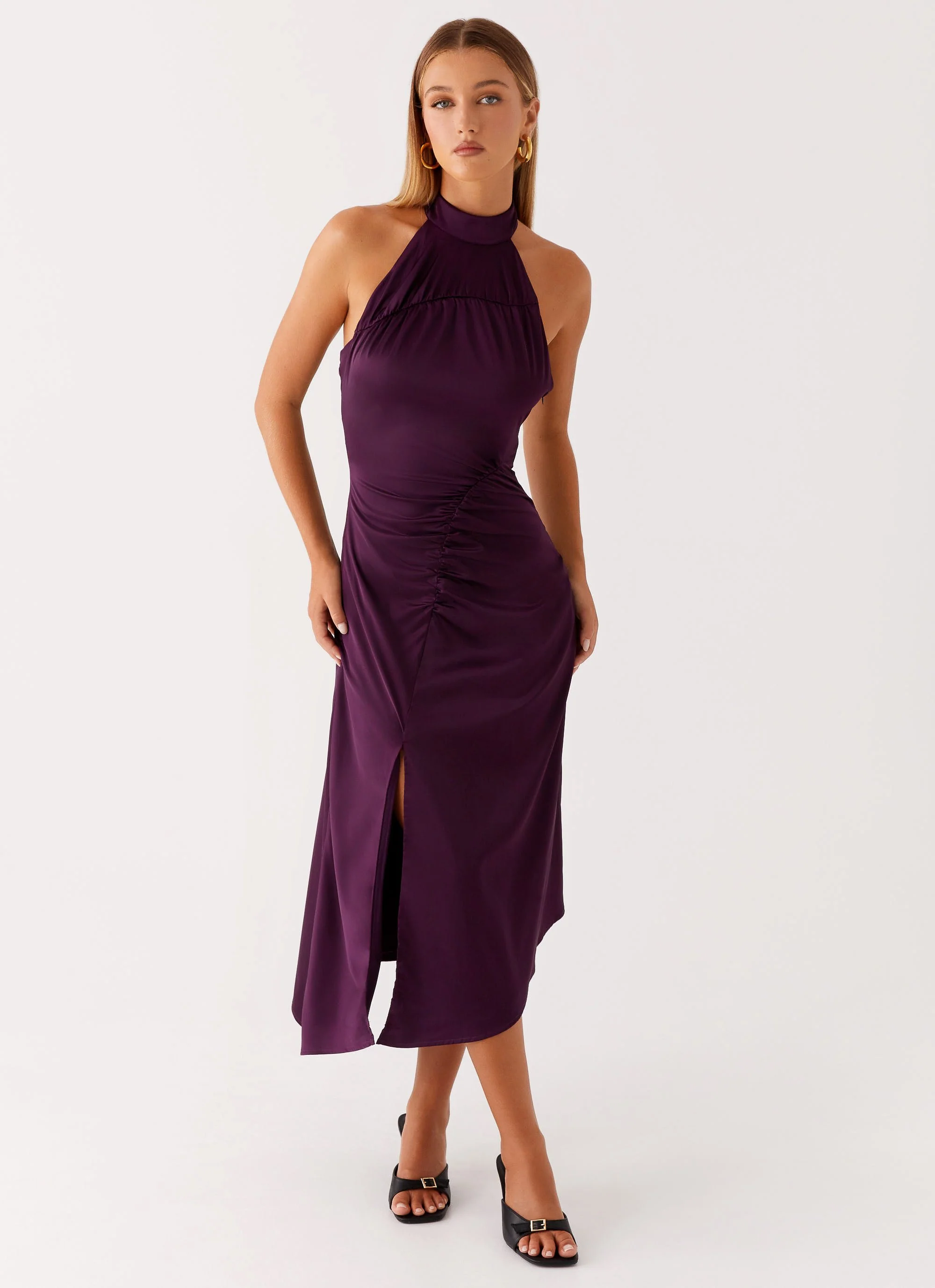 Casta Halterneck Midi Dress - Plum - Image 5