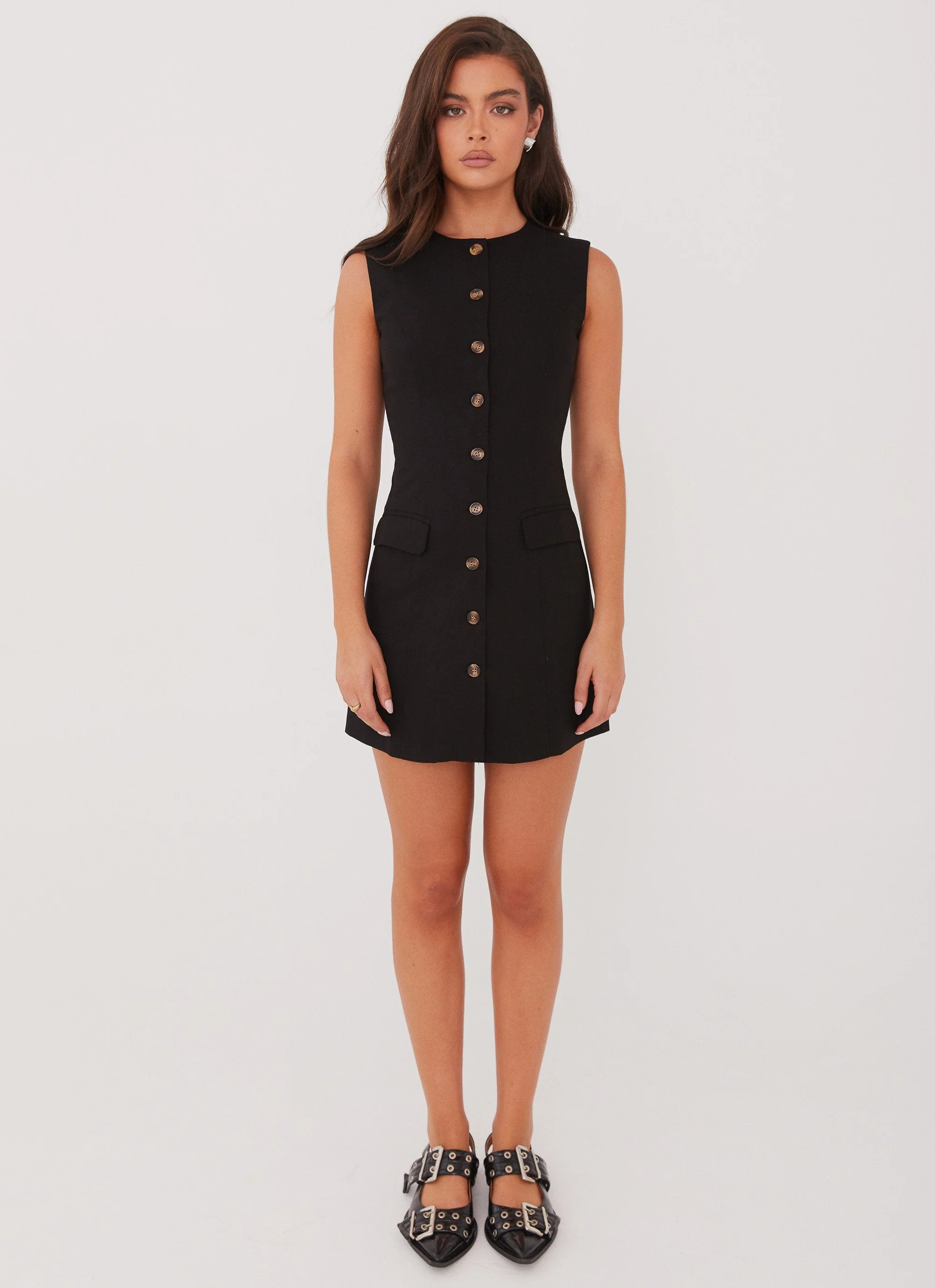 Castello Fiore Linen Mini Dress - Black - Image 2