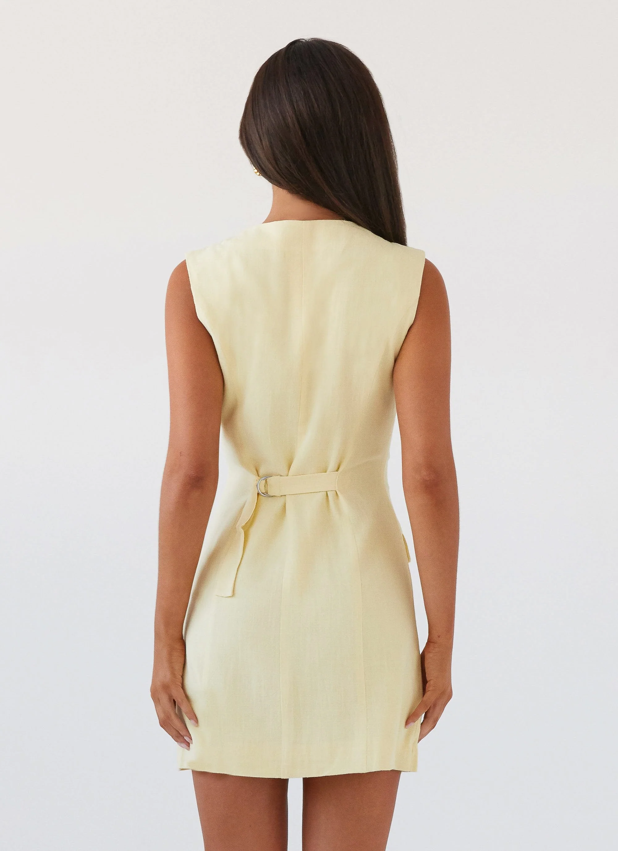 Castello Fiore Linen Mini Dress - Lemon - Image 4
