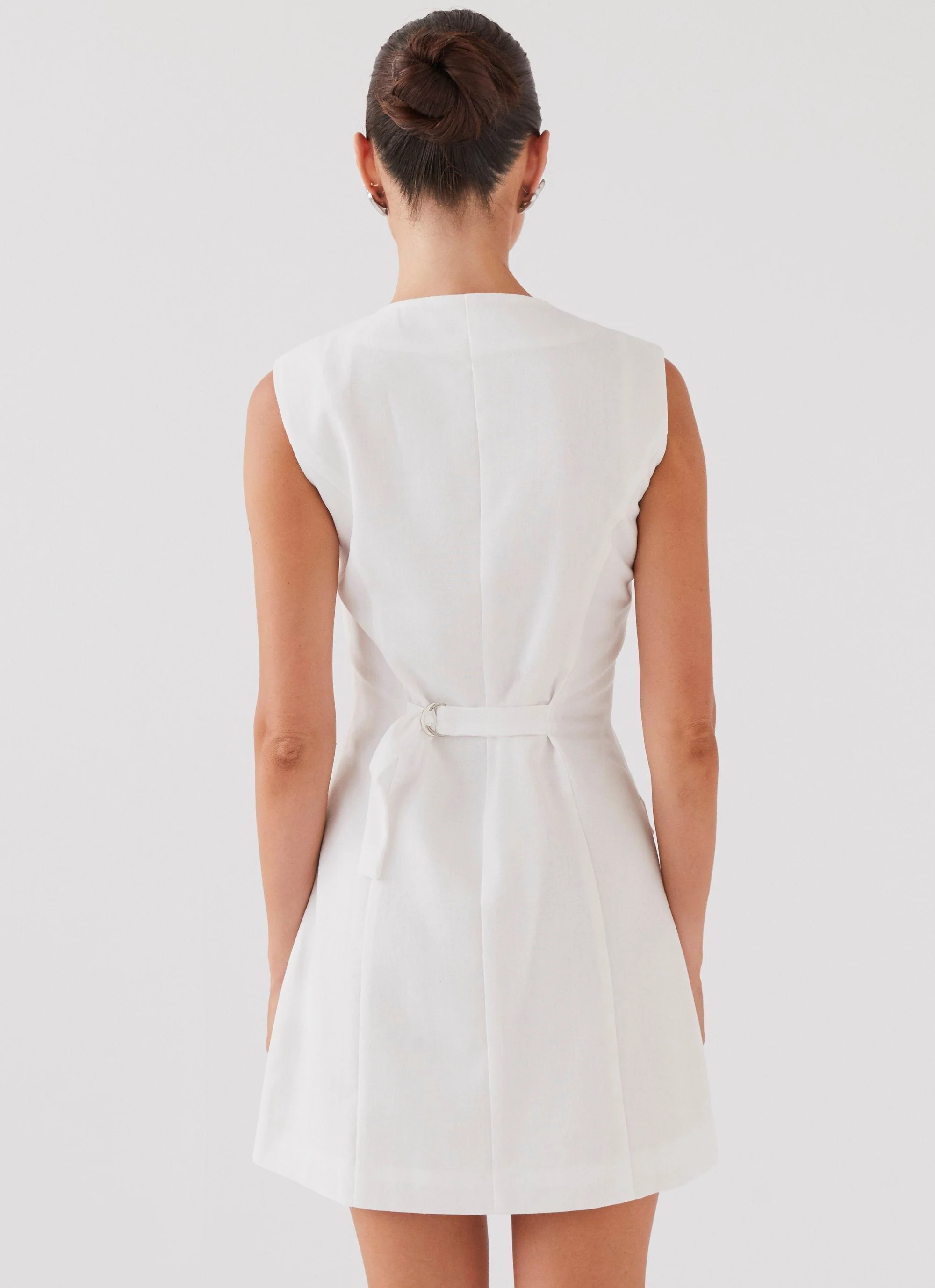 Castello Fiore Linen Mini Dress - White - Image 4