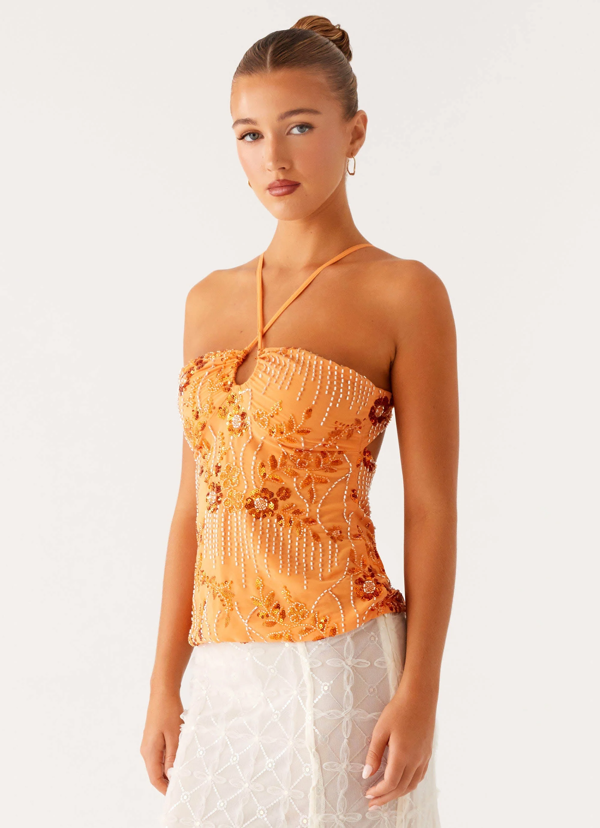 Catalina Sequin Top - Orange - Image 2